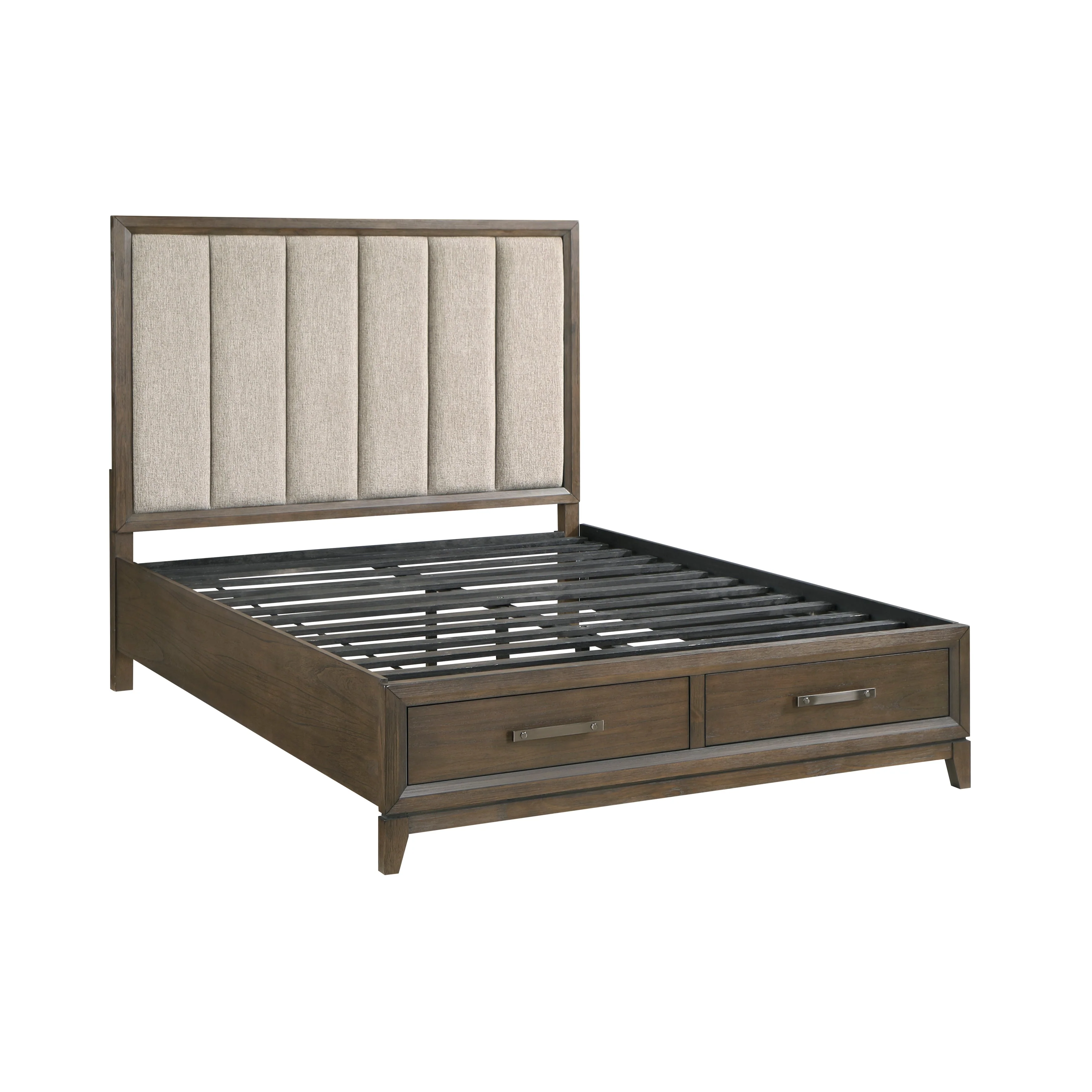 Cambridge Dark Walnut Eastern King Platform Bed with Footboard Storage - Image 5
