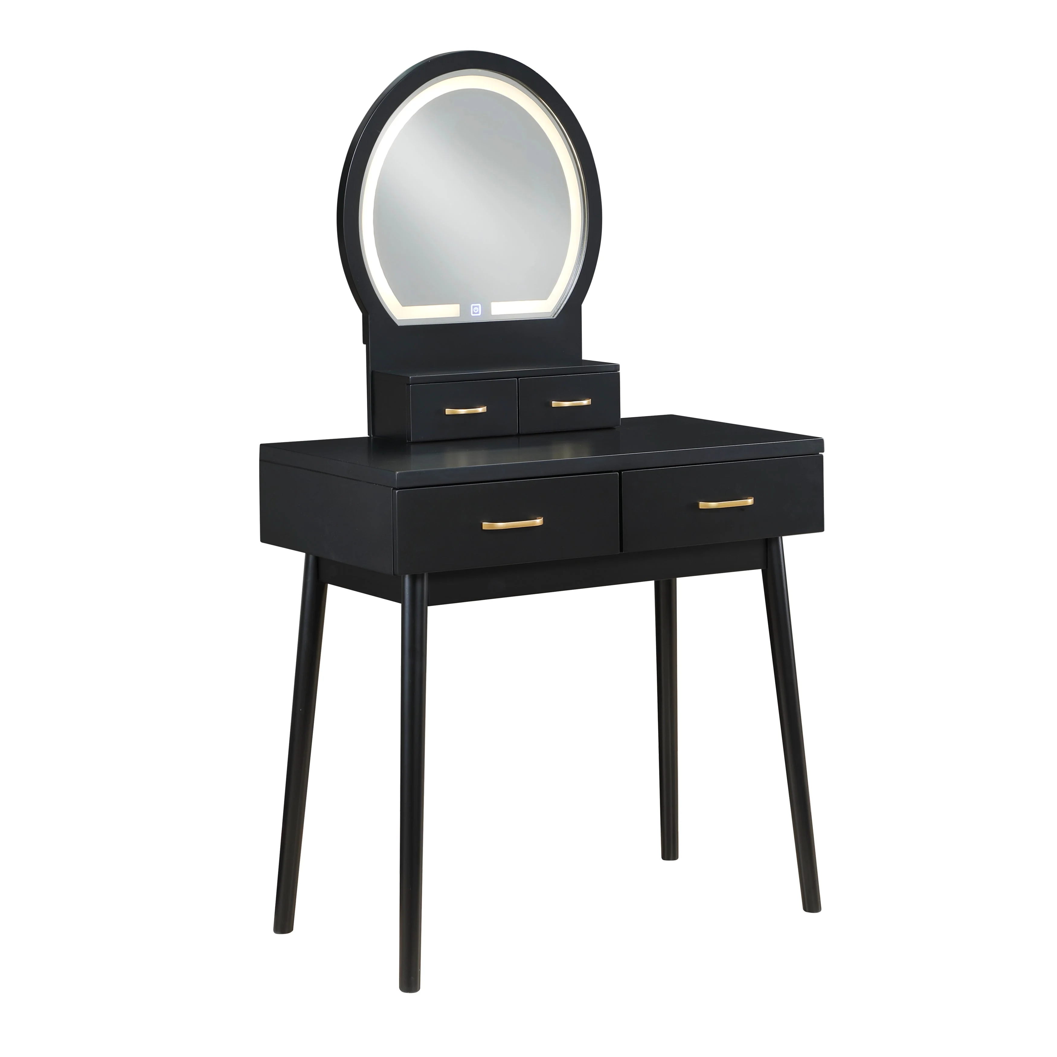 Camilla Black Vanity Dressing Table with Mirror and Stool - Image 4