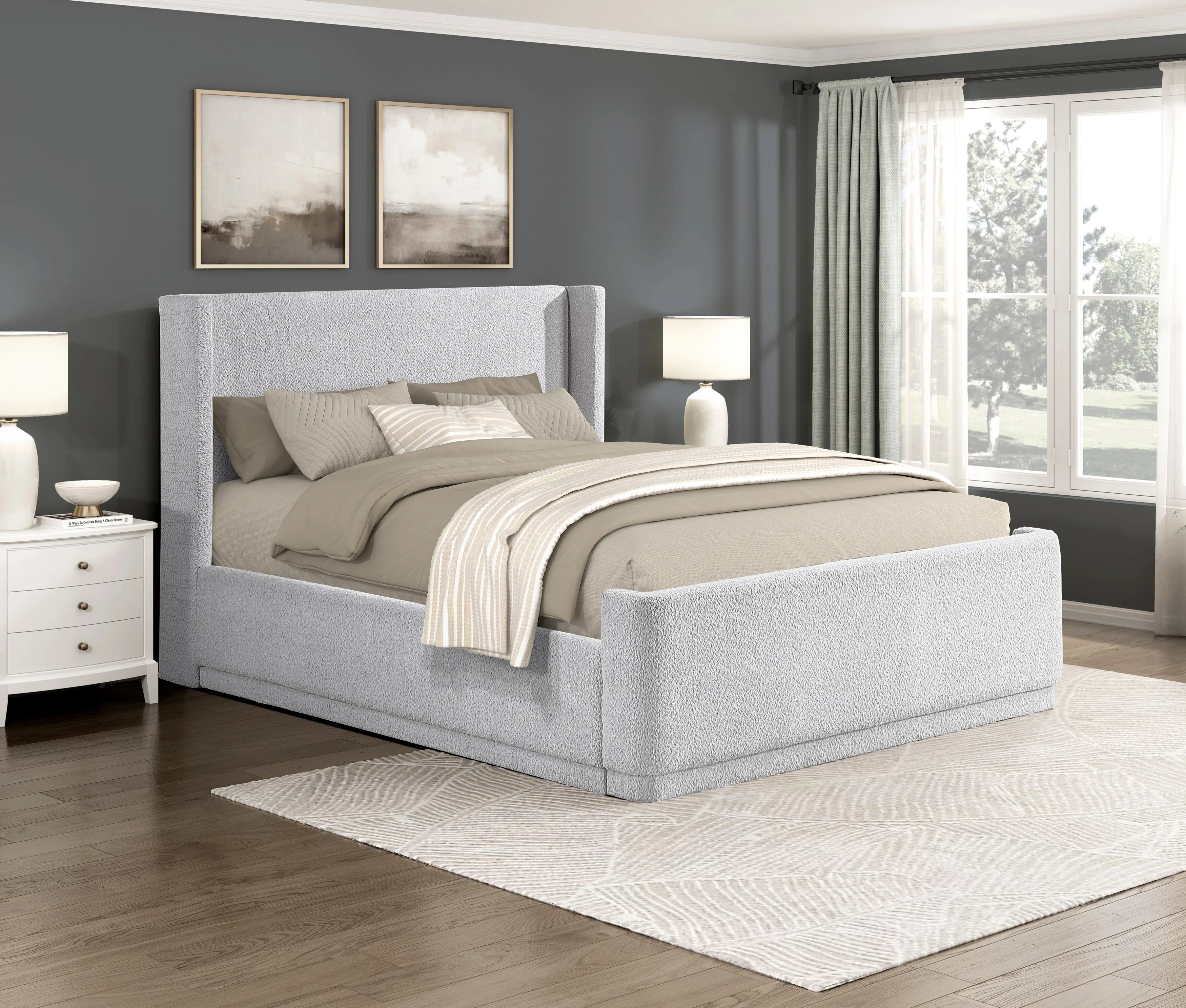 Carmel Light Gray Queen Platform Bed - Image 9