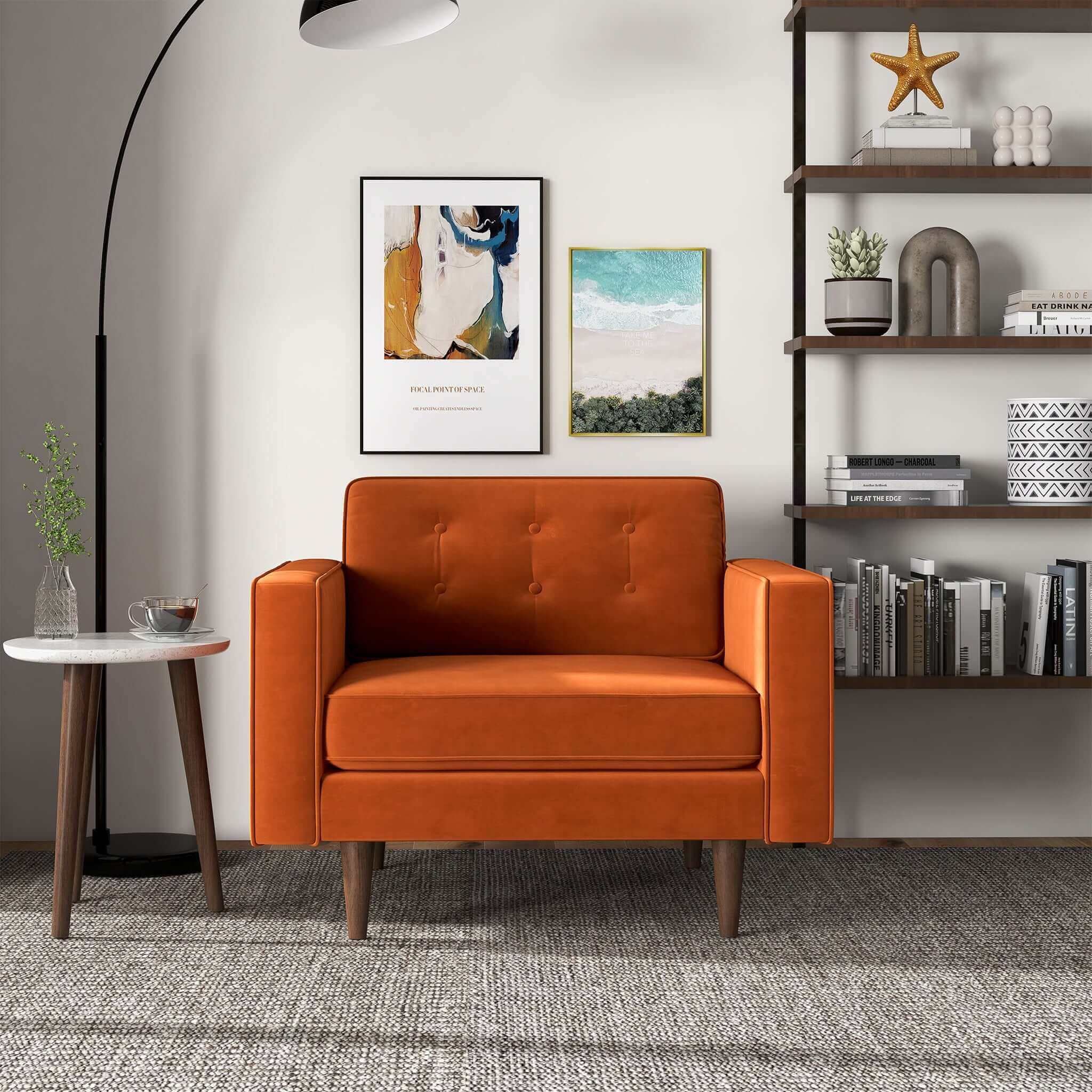 Casey Burnt Orange Velvet Lounge Chair - Image 2