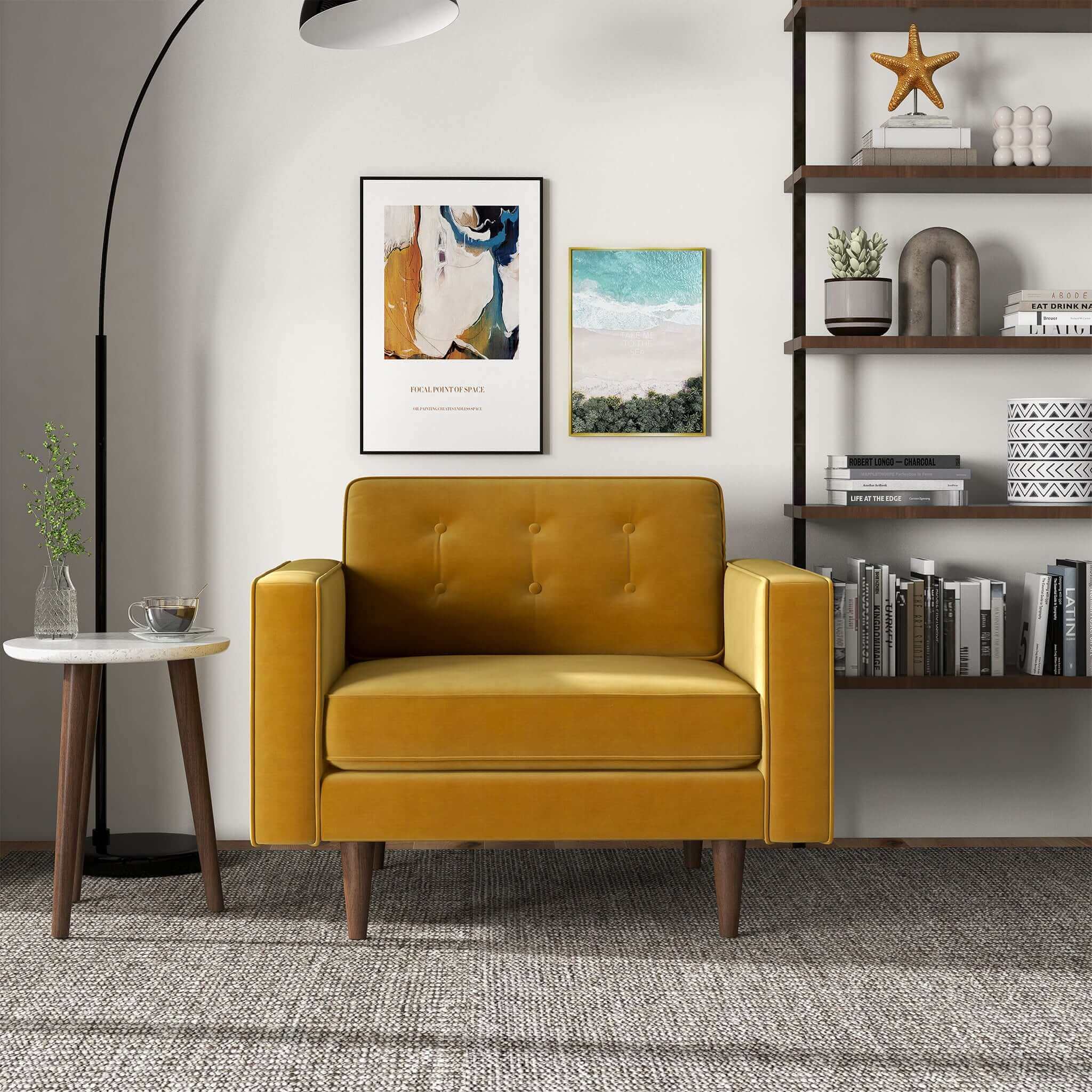 Casey Gold Velvet Lounge Chair - Image 8