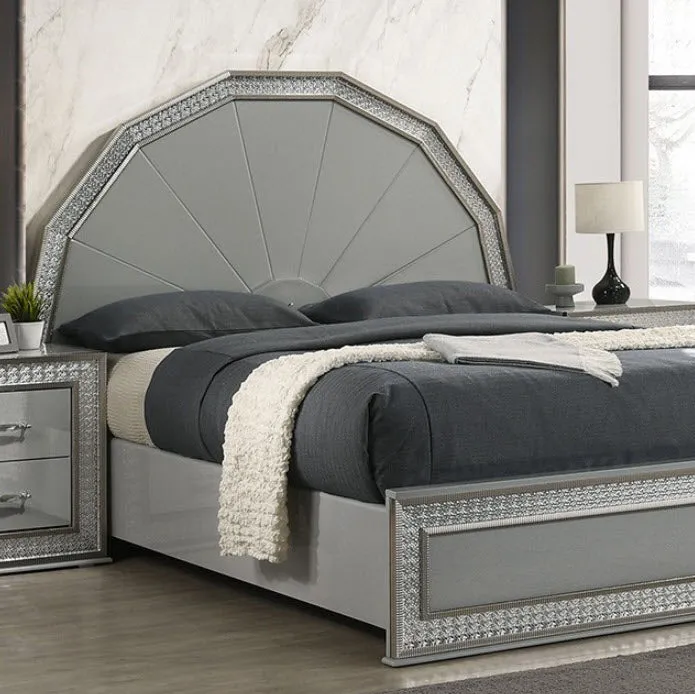Cassiopeia Metallic Gray Arch Glam Queen Bed