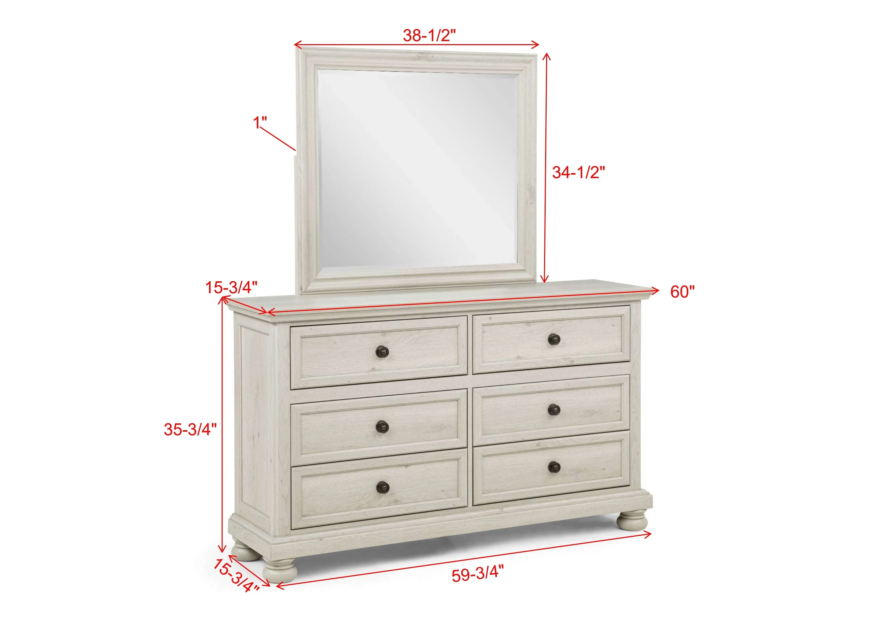 Claribelle White Dresser Mirror Only - Image 3