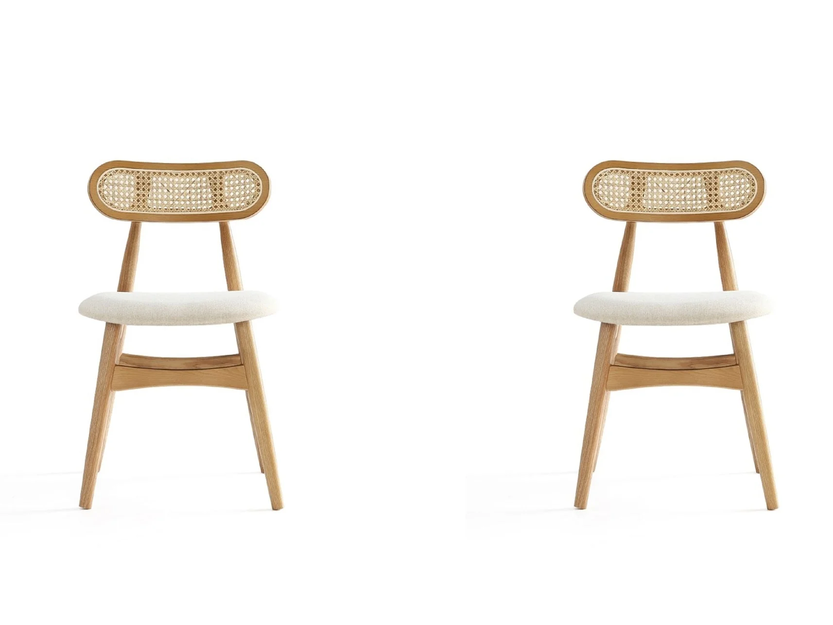 Colbert Dining Chair in Nature and Cane with Oatmeal Upholstered Seating (set of 2)