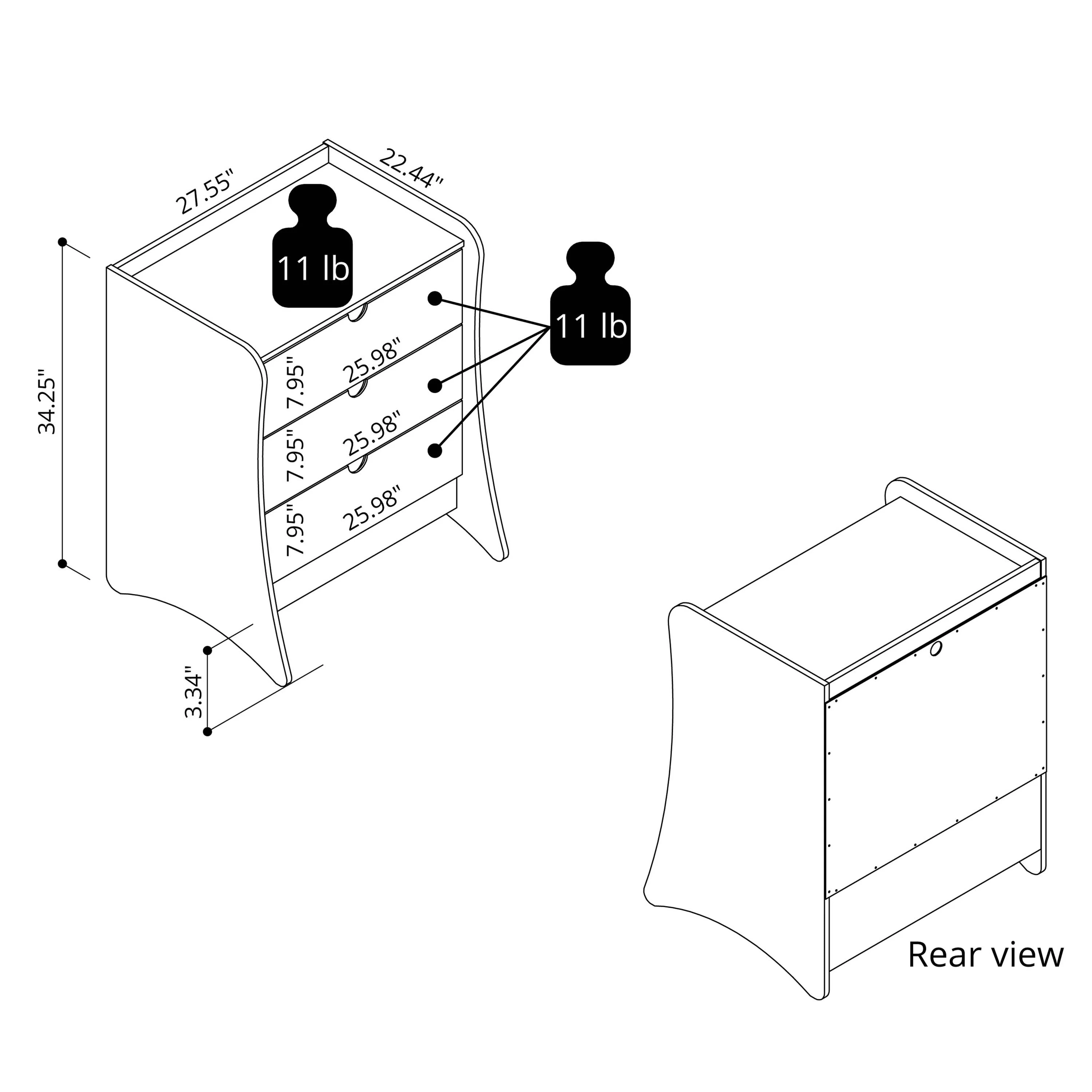 Coney Dresser in White (set of 2) - Image 2