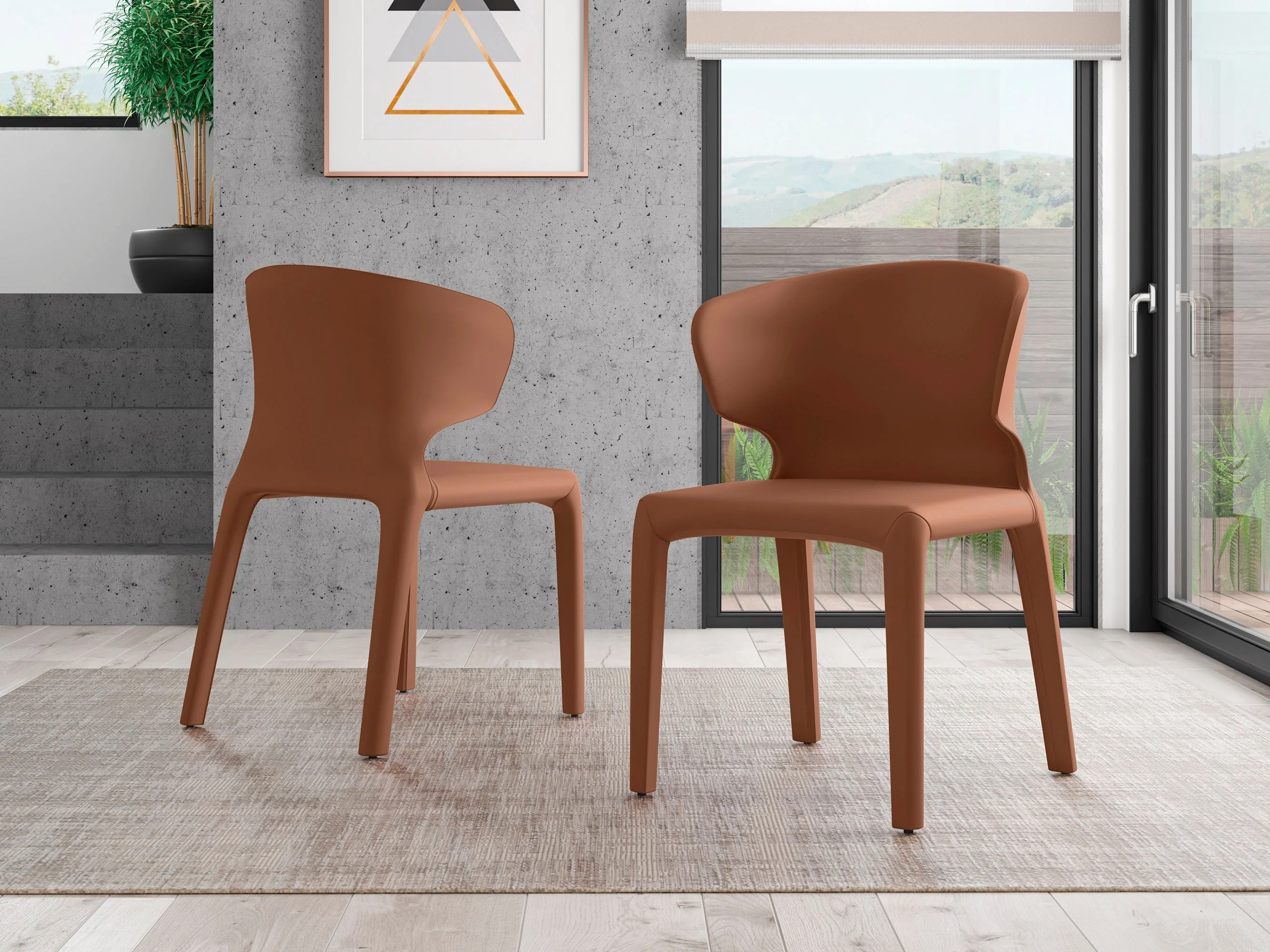 Conrad Leather Dining Chair in Saddle (set of 2) - Image 2