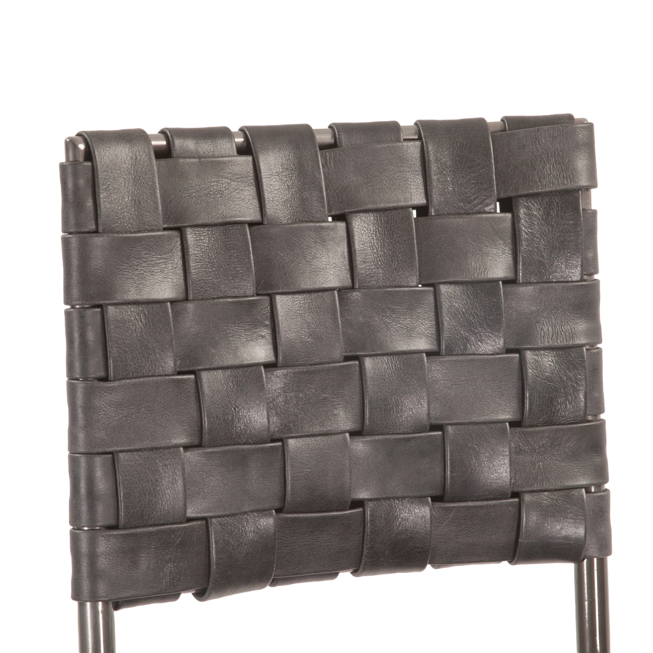 Copenhagen 17" Counter Chair in Black Buffalo Leather and Iron - Image 5