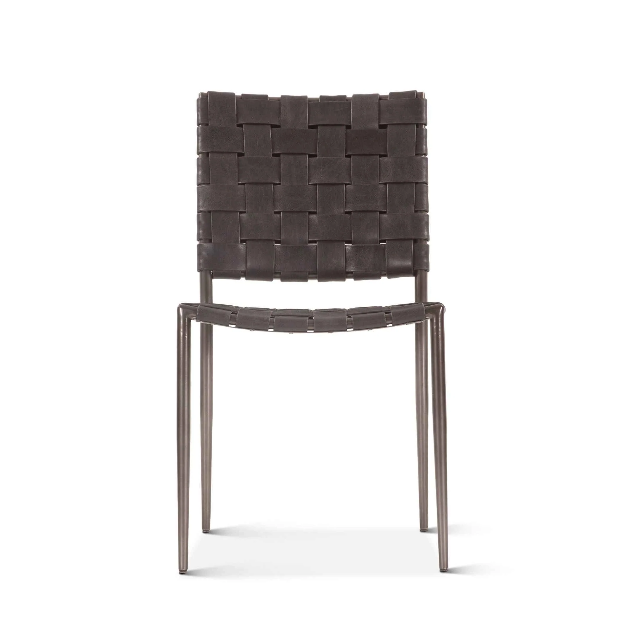 Copenhagen 18" Dining Chair in Black Buffalo Leather and Iron, Set of 2 - Image 2