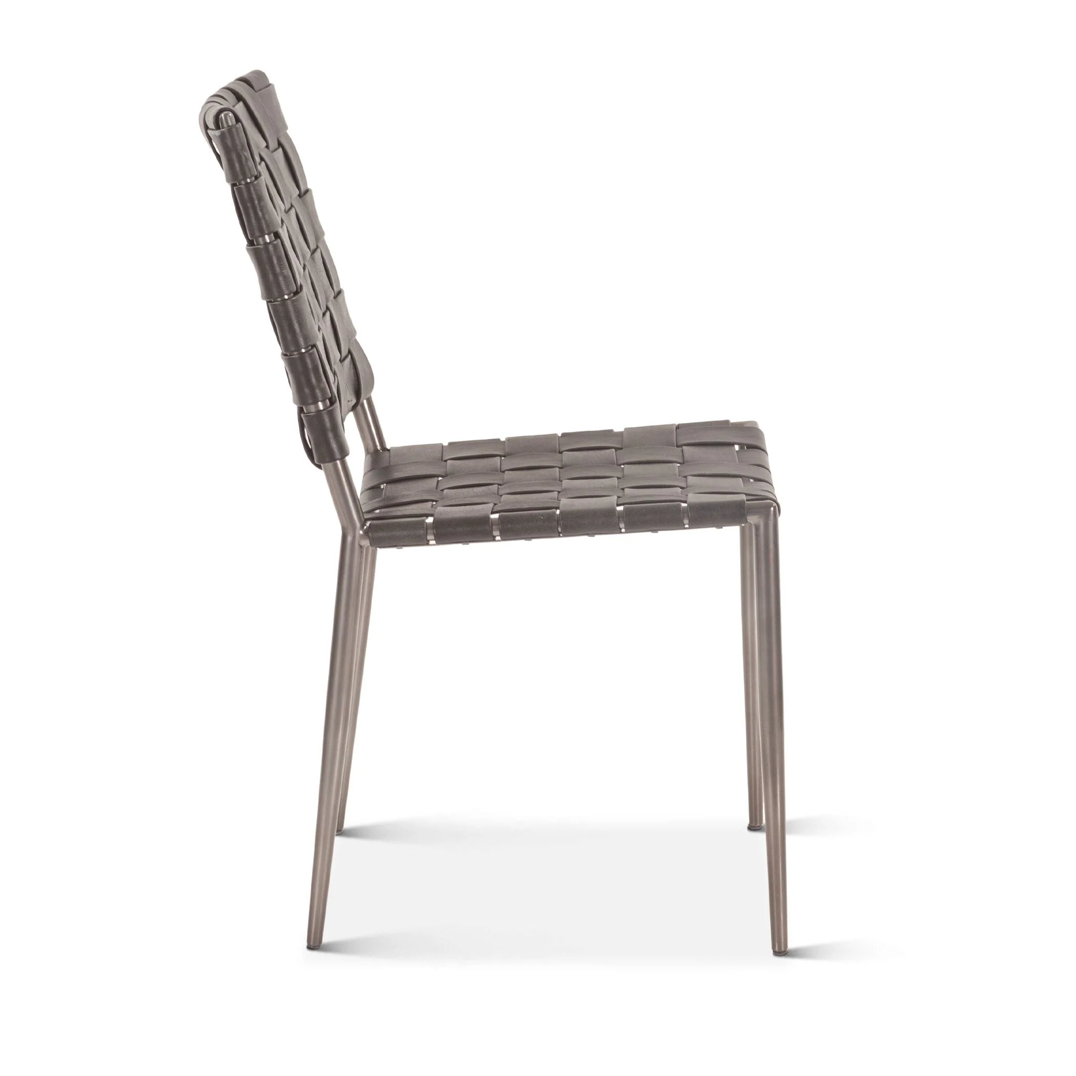 Copenhagen 18" Dining Chair in Black Buffalo Leather and Iron, Set of 2 - Image 3