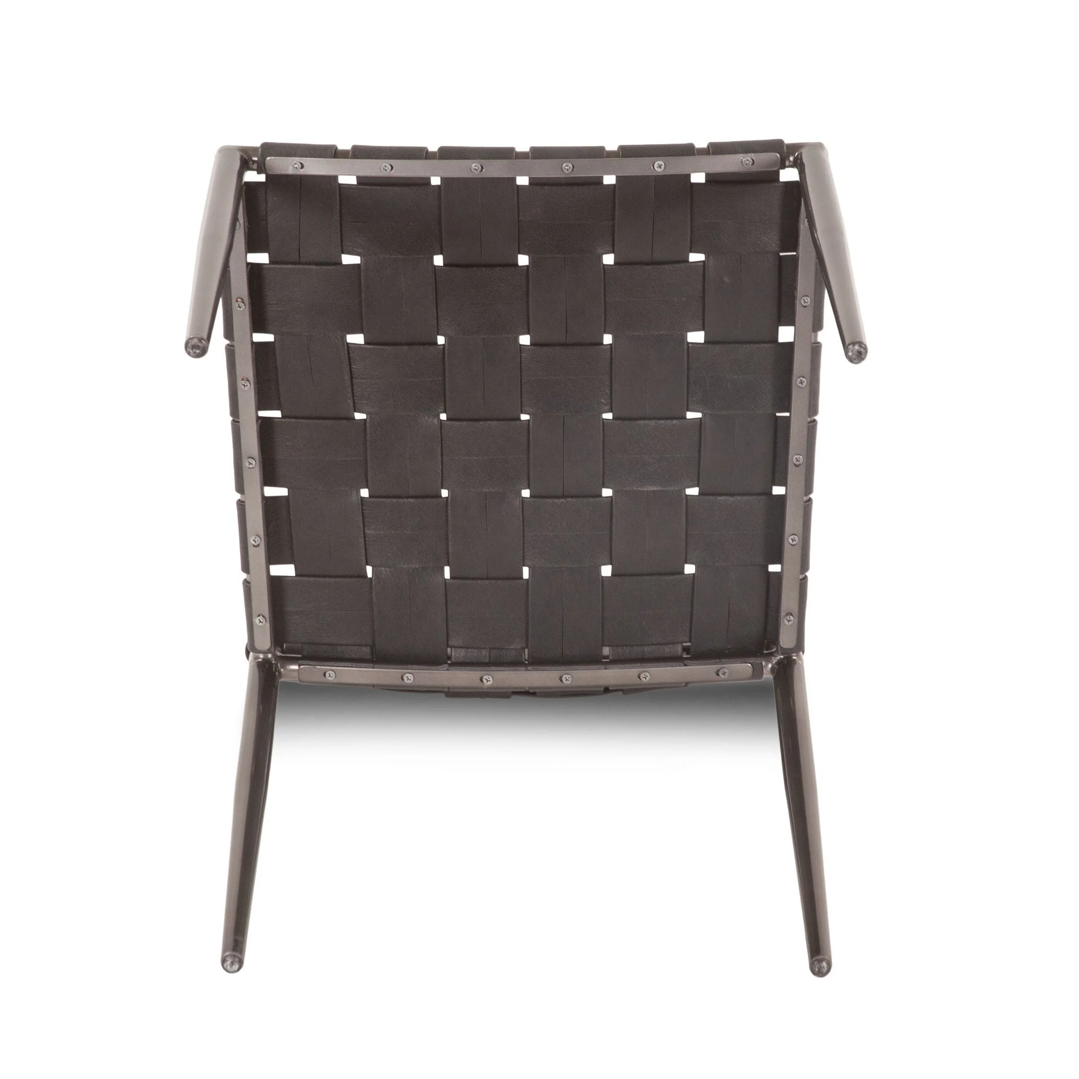 Copenhagen 18" Dining Chair in Black Buffalo Leather and Iron, Set of 2 - Image 7