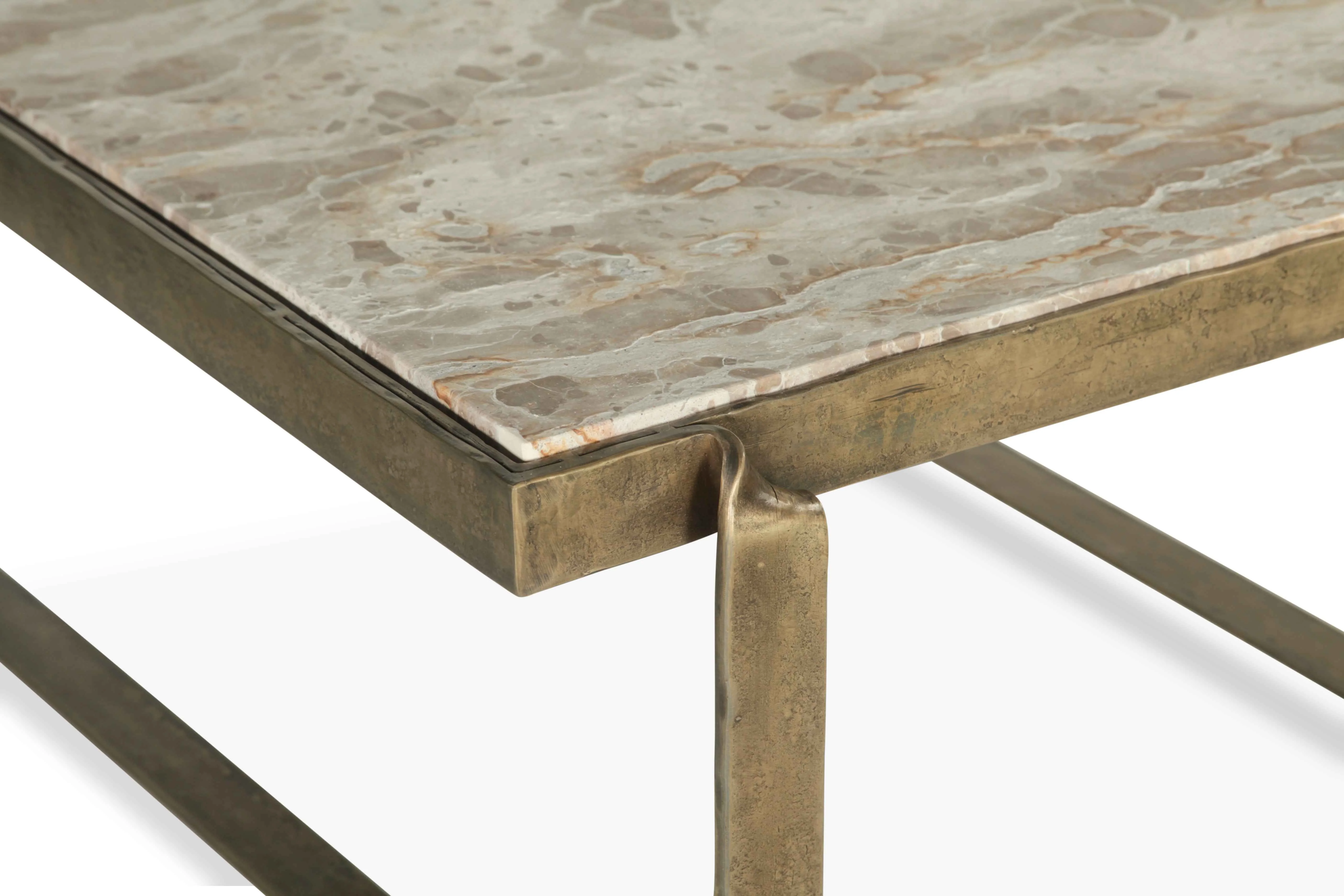 Argos 32" Coffee Table with Marble and Antique Brass - Image 2