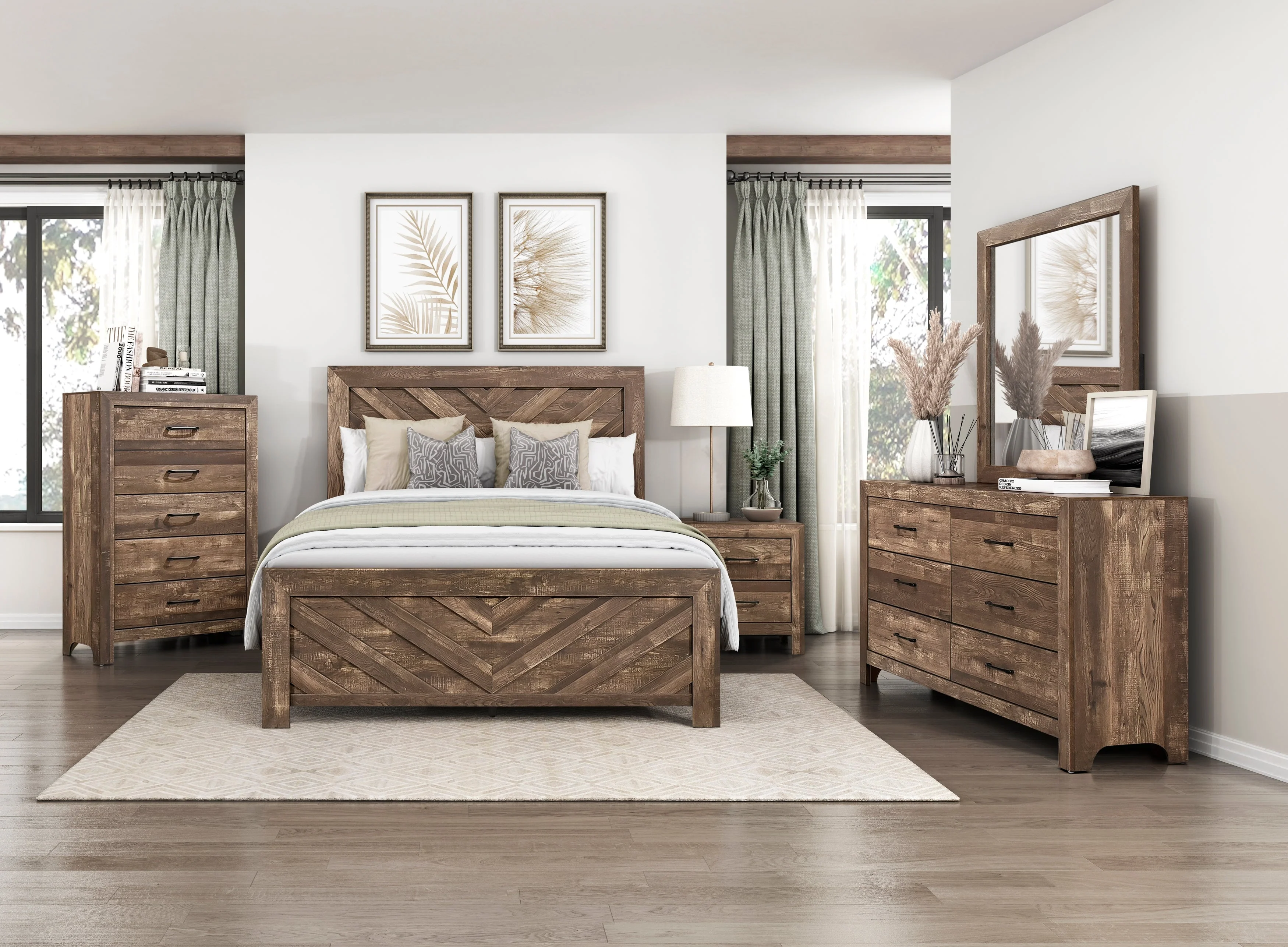 Corbin Brown Crossbuck Queen Panel Bed - Image 7