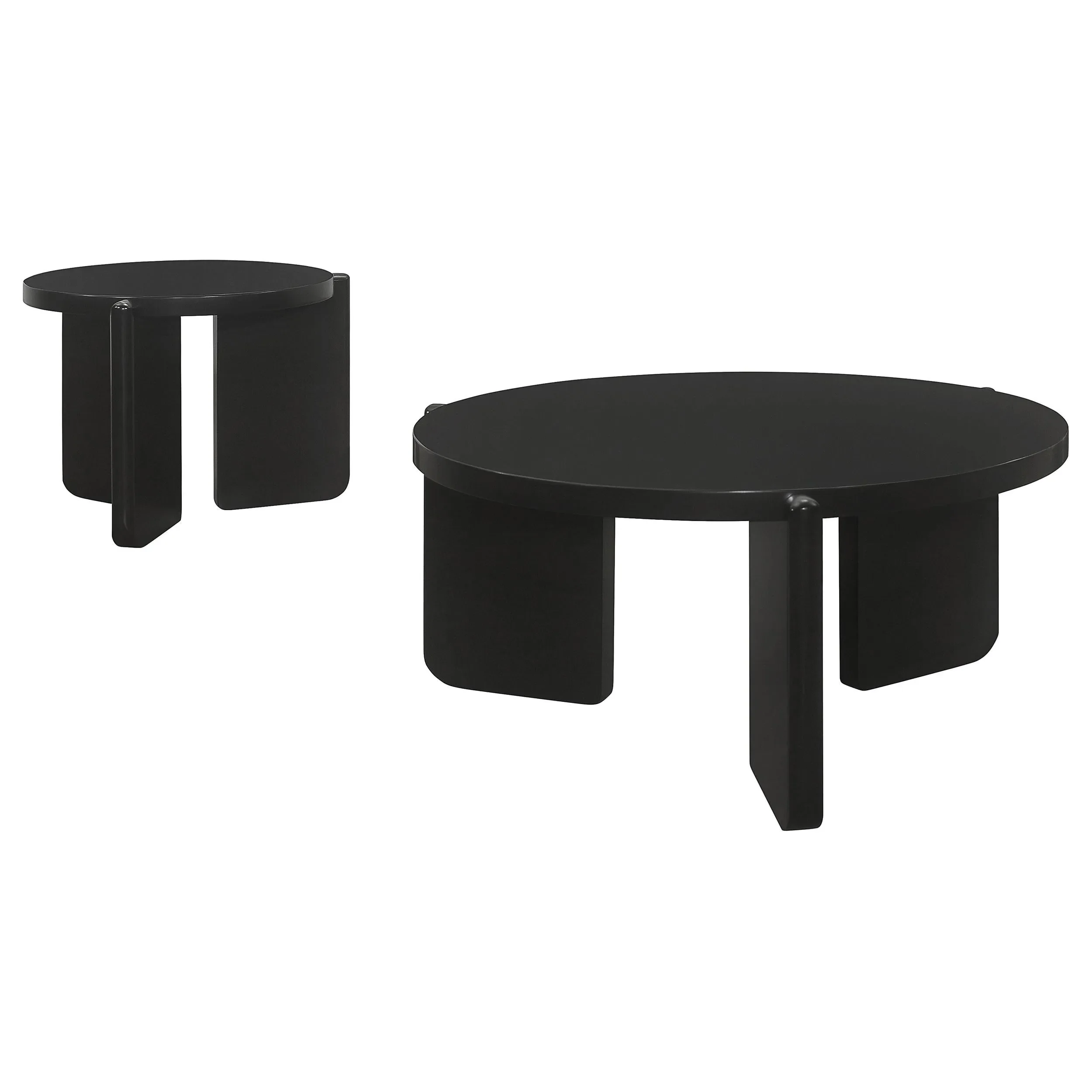 Cordova Black 2-Piece Solid Wood Coffee and End Table Set - Image 2