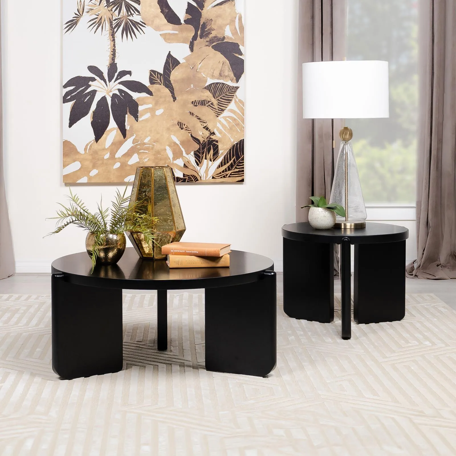 Cordova Round Solid Wood Coffee Table Black - Image 5