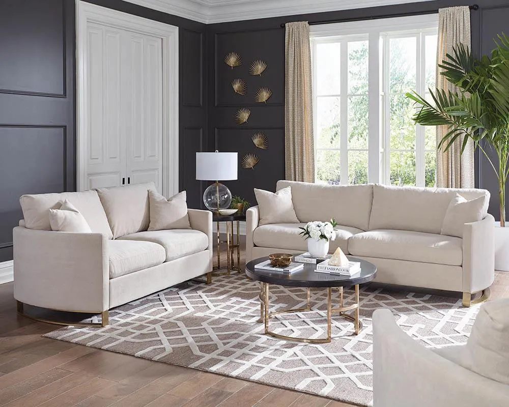 Corliss Beige 3-piece Upholstered Arched Arm Sofa Set - Image 2