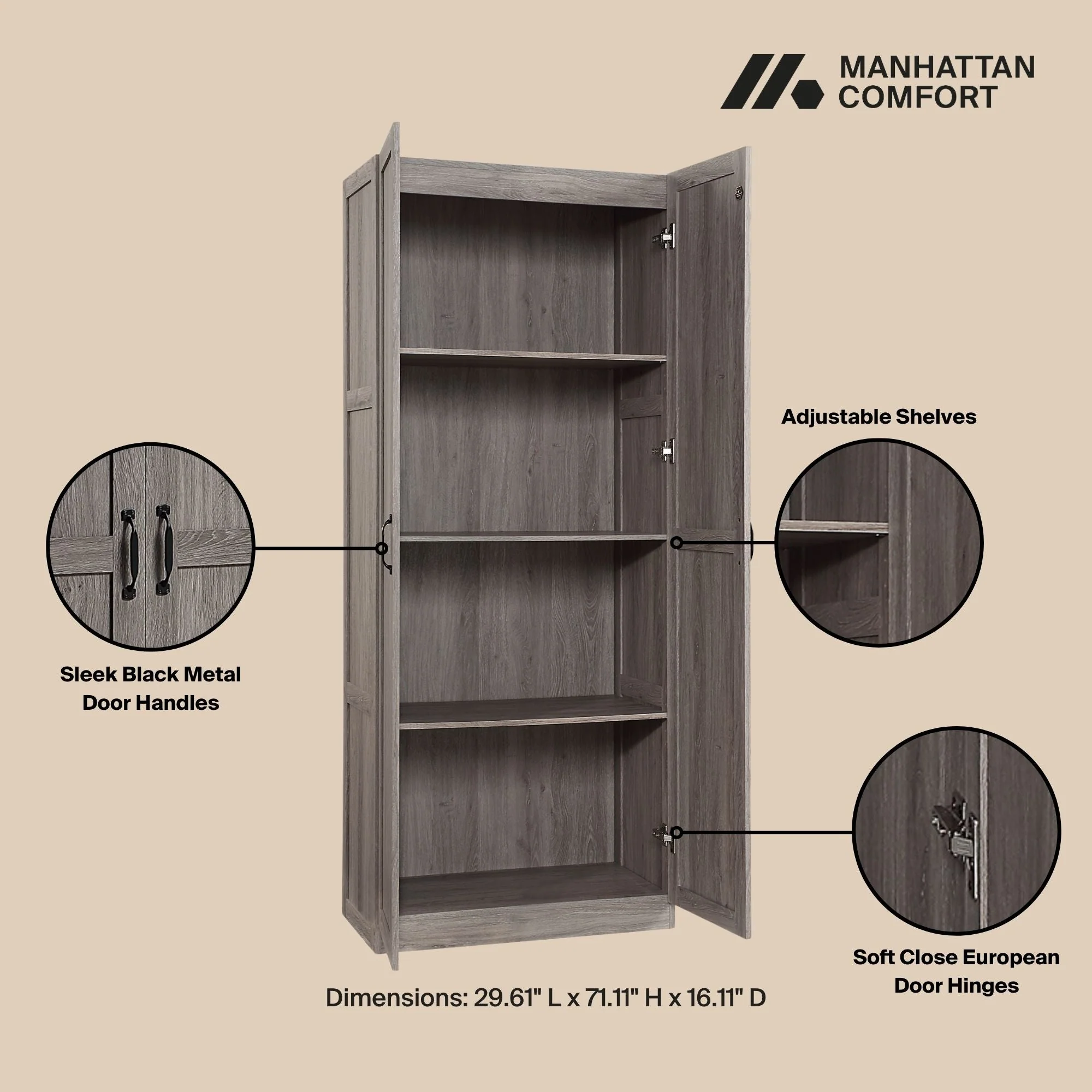 Cornelia Storage Closet 2.0 in Grey (set of 2) - Image 4