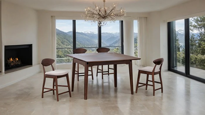 Croglio Rich Walnut 5-Piece Counter Height Table Set