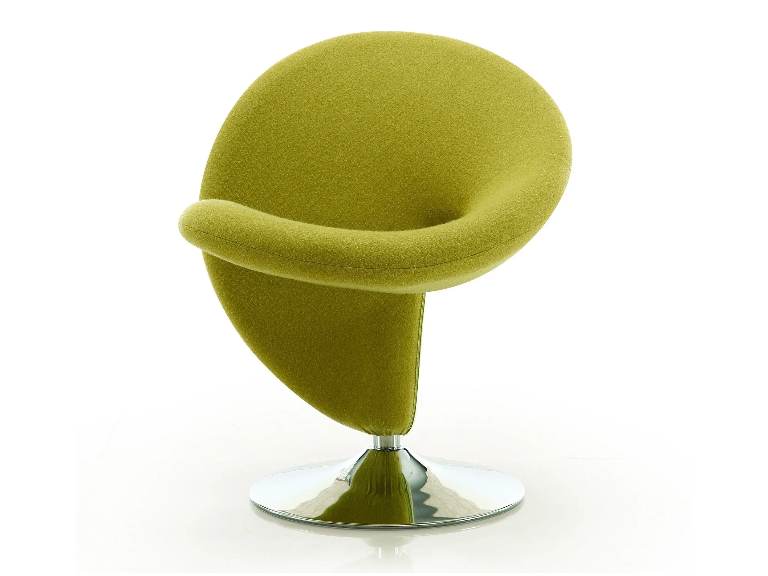 Curl Swivel Accent Chair in Green and Polished Chrome