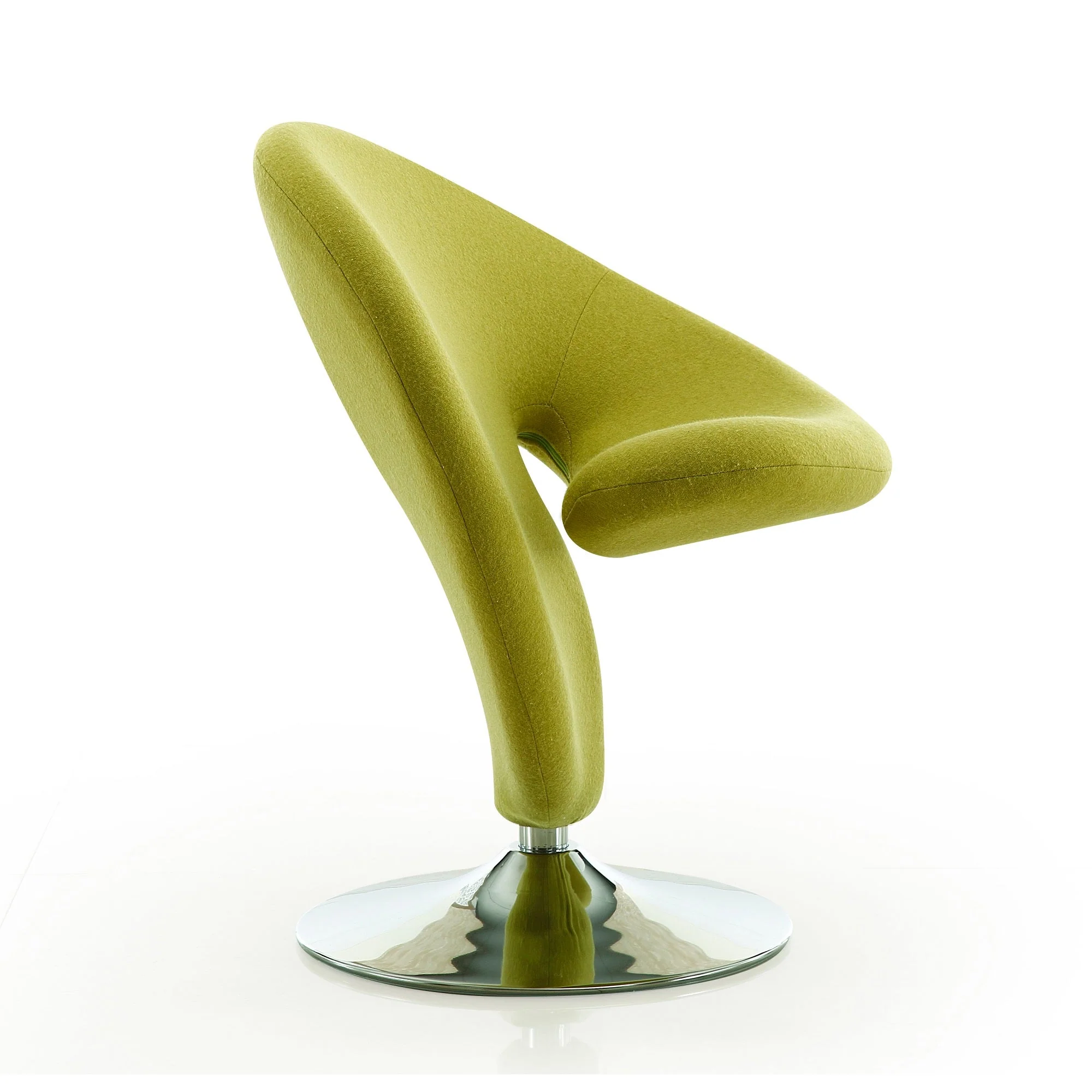 Curl Swivel Accent Chair in Green and Polished Chrome - Image 4
