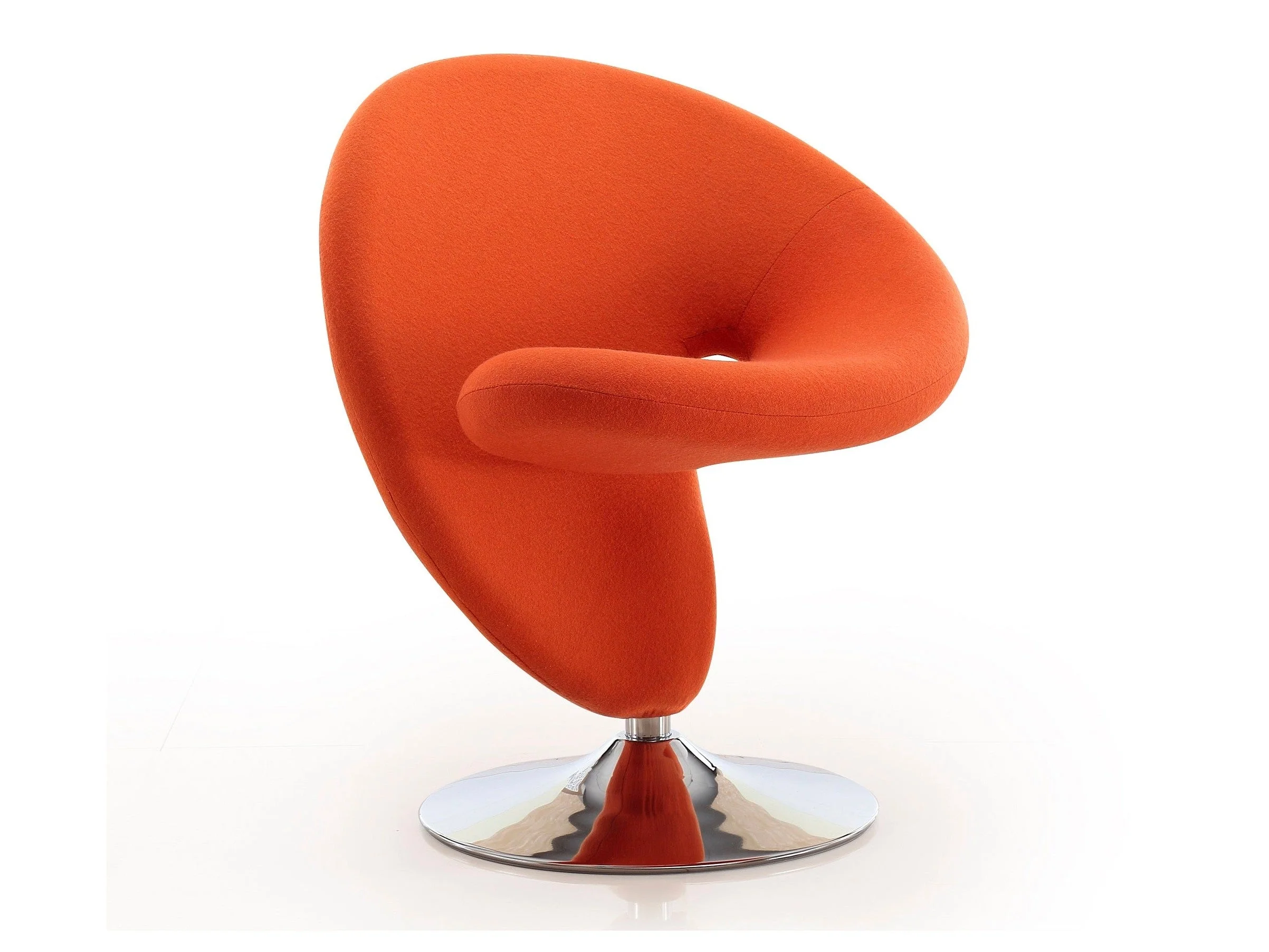 Curl Swivel Accent Chair in Orange and Polished Chrome