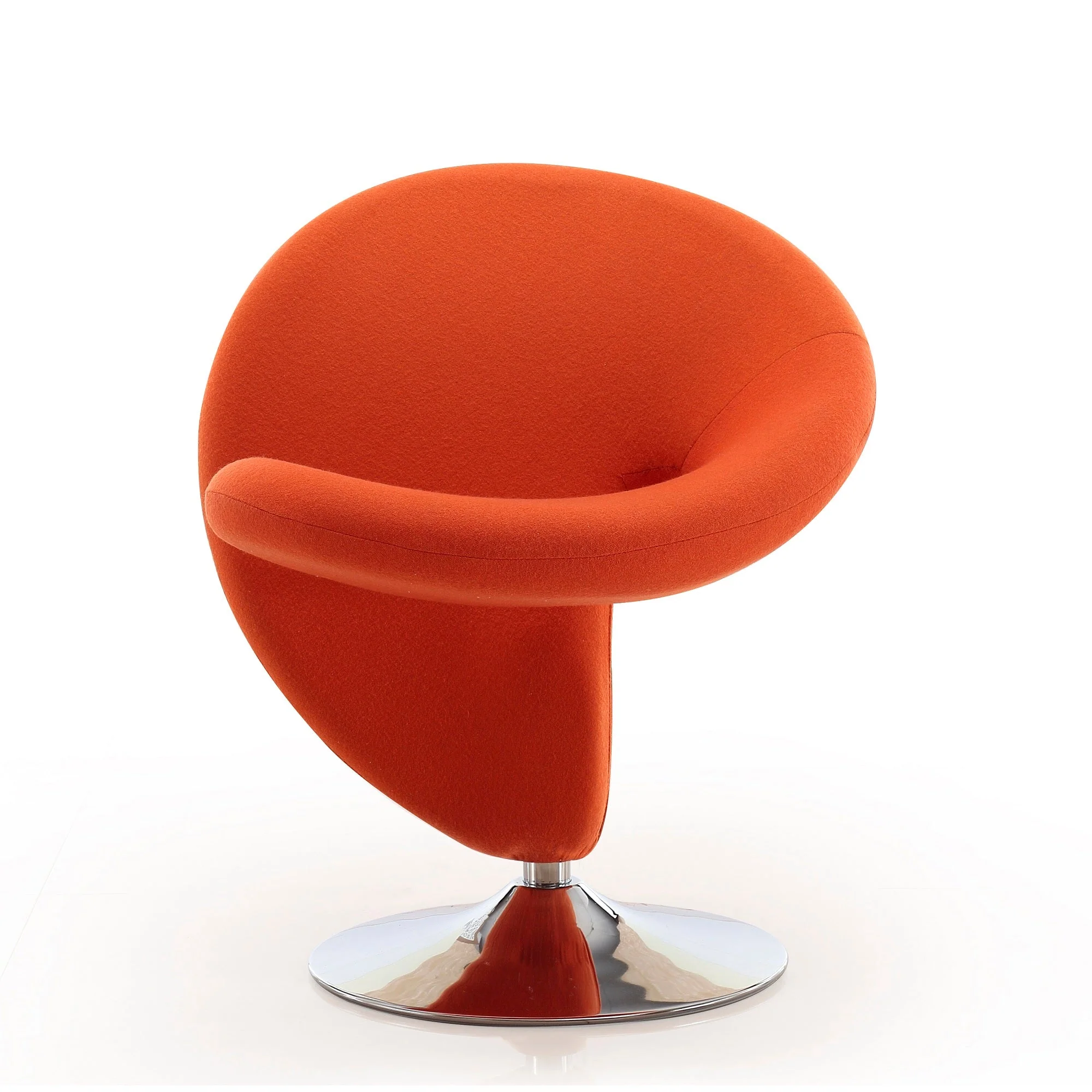 Curl Swivel Accent Chair in Orange and Polished Chrome - Image 4