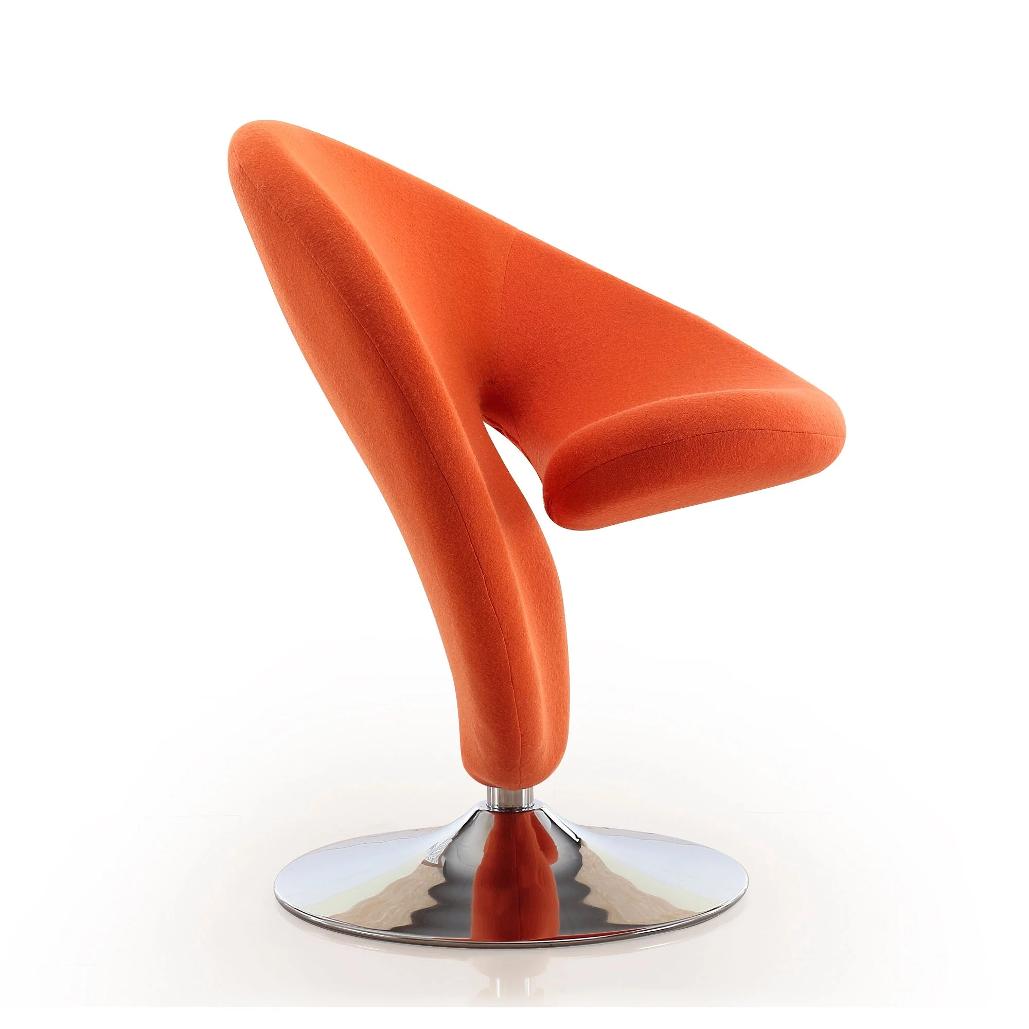 Curl Swivel Accent Chair in Orange and Polished Chrome - Image 5
