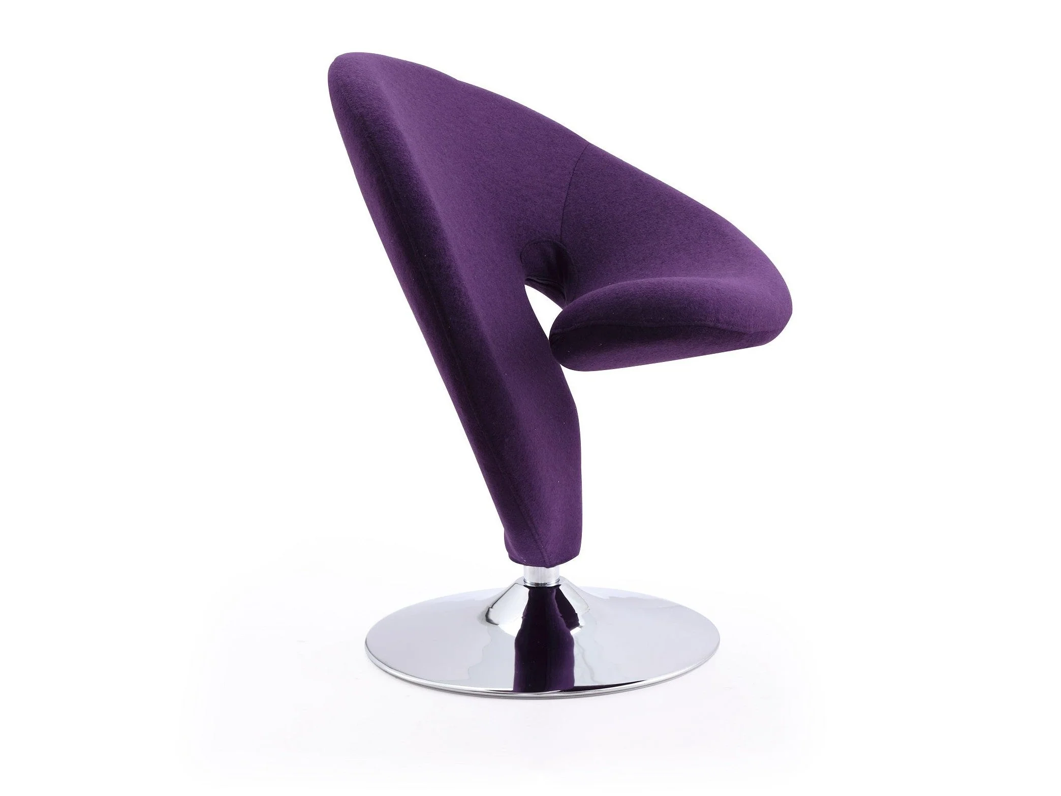 Curl Swivel Accent Chair in Purple and Polished Chrome
