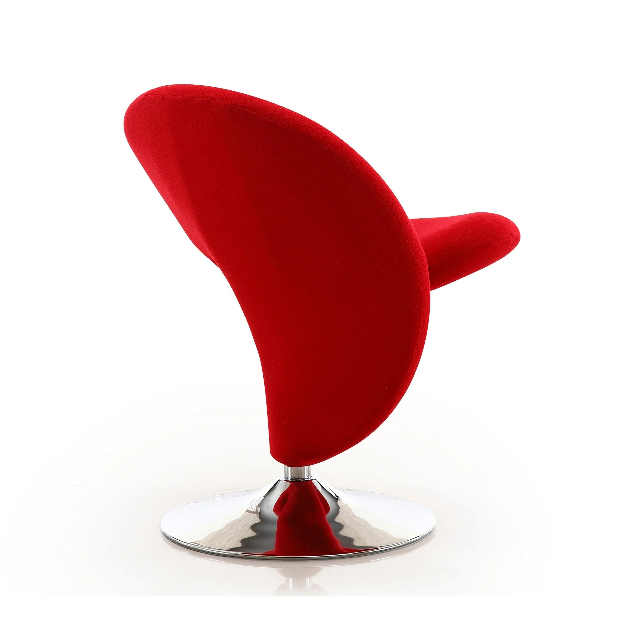 Curl Swivel Accent Chair in Red and Polished Chrome (set of 2) - Image 5