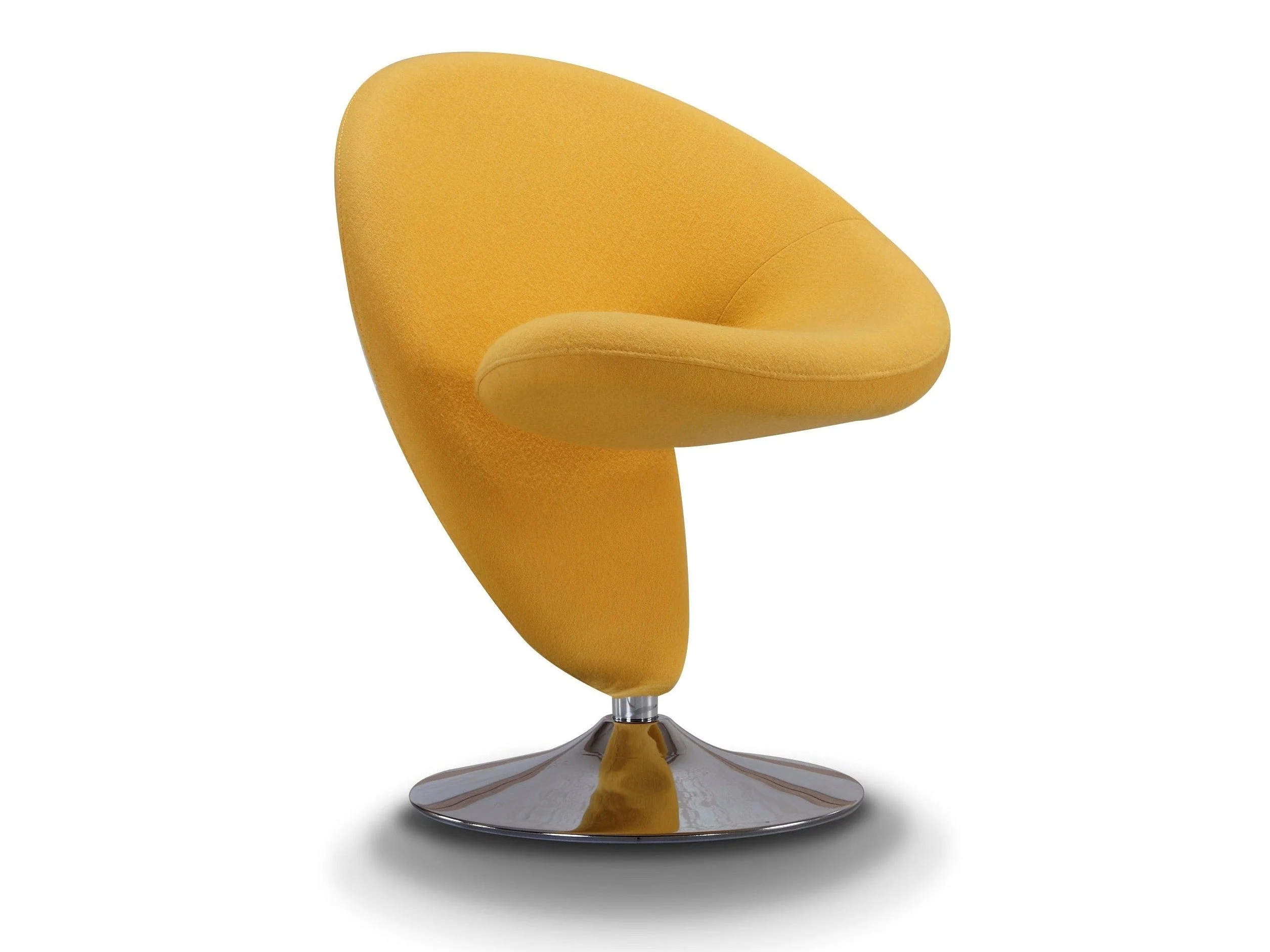 Curl Swivel Accent Chair in Yellow and Polished Chrome