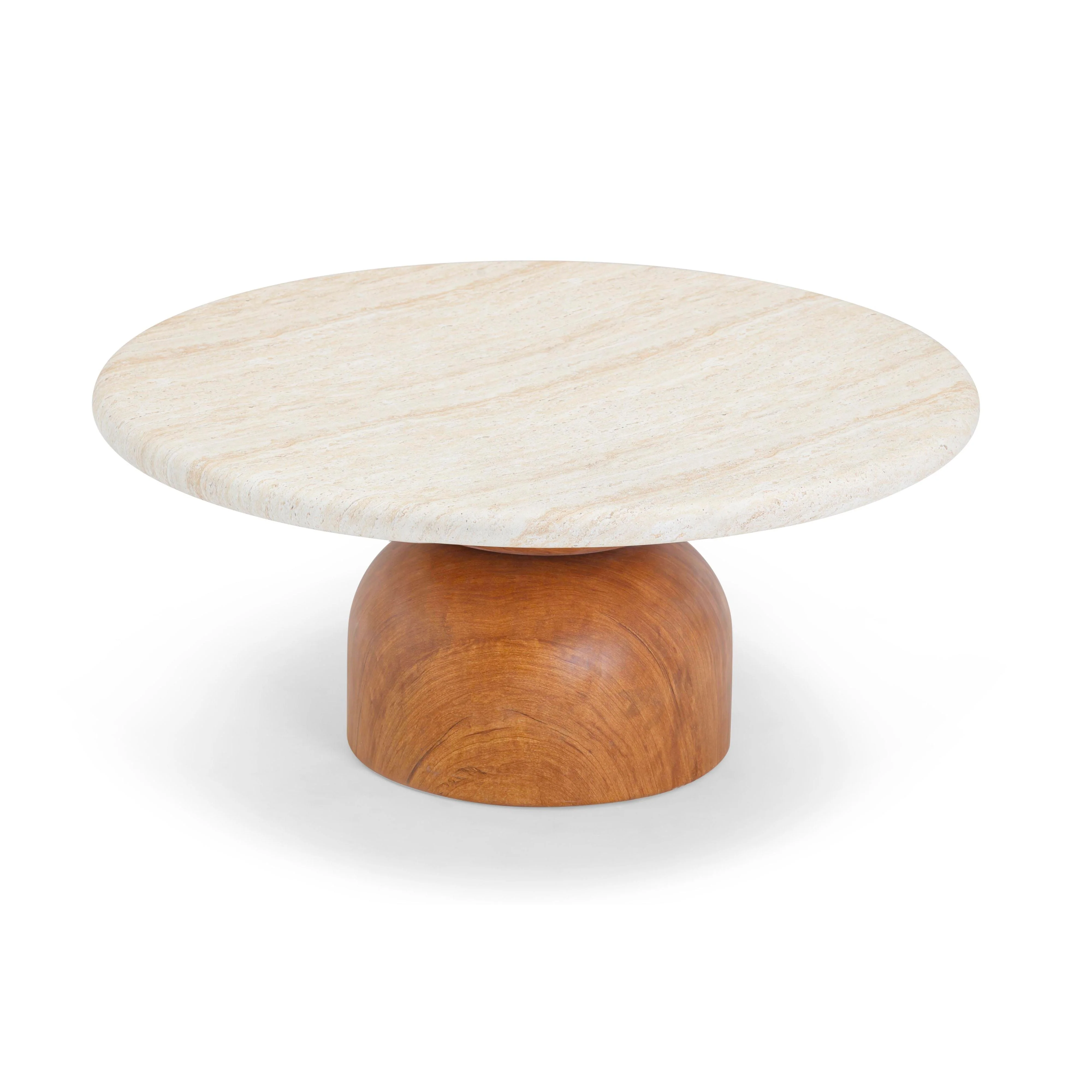 Cynthia 36" Faux Travertine Concrete Indoor/Outdoor Coffee Table - Image 3
