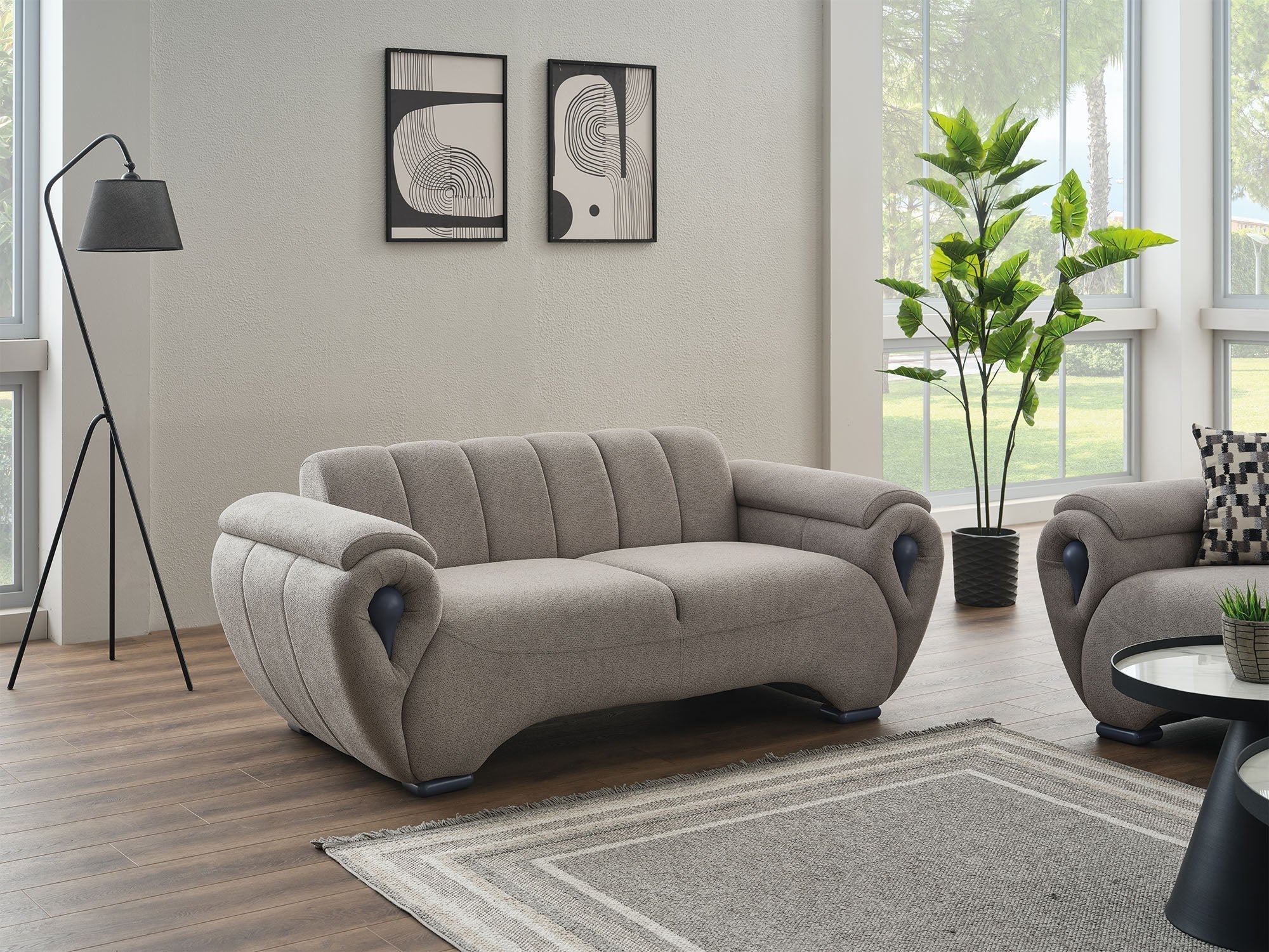 Damla Cream Stationary Loveseat - Image 4