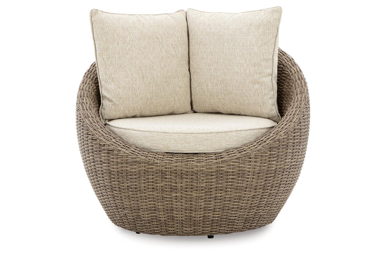 Danson Beige  Outdoor Swivel Lounge Chair (Set of 2) - Image 5