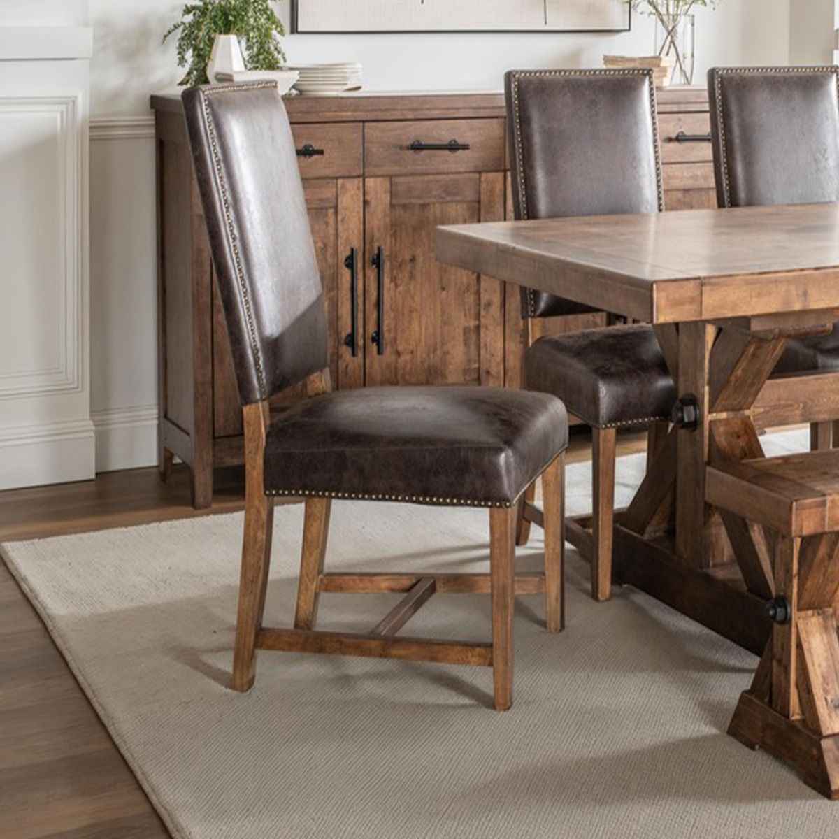 Darcy Dining Chair in Dark Brown with Earth Legs, Set of 2 - Image 3