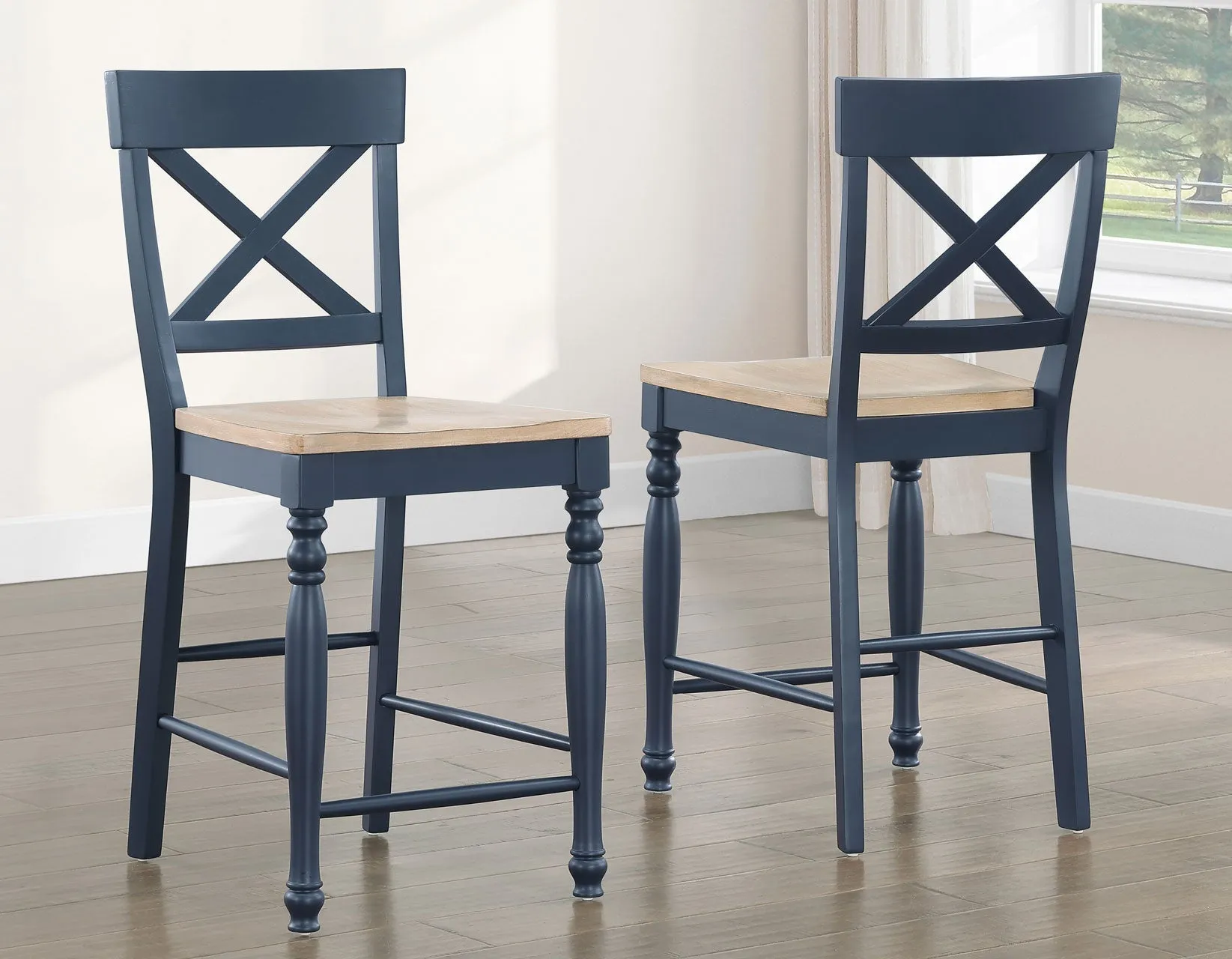 Darcy Midnight Blue/Natural Counter Height Dining Set with 18-inch Leaf - Image 4
