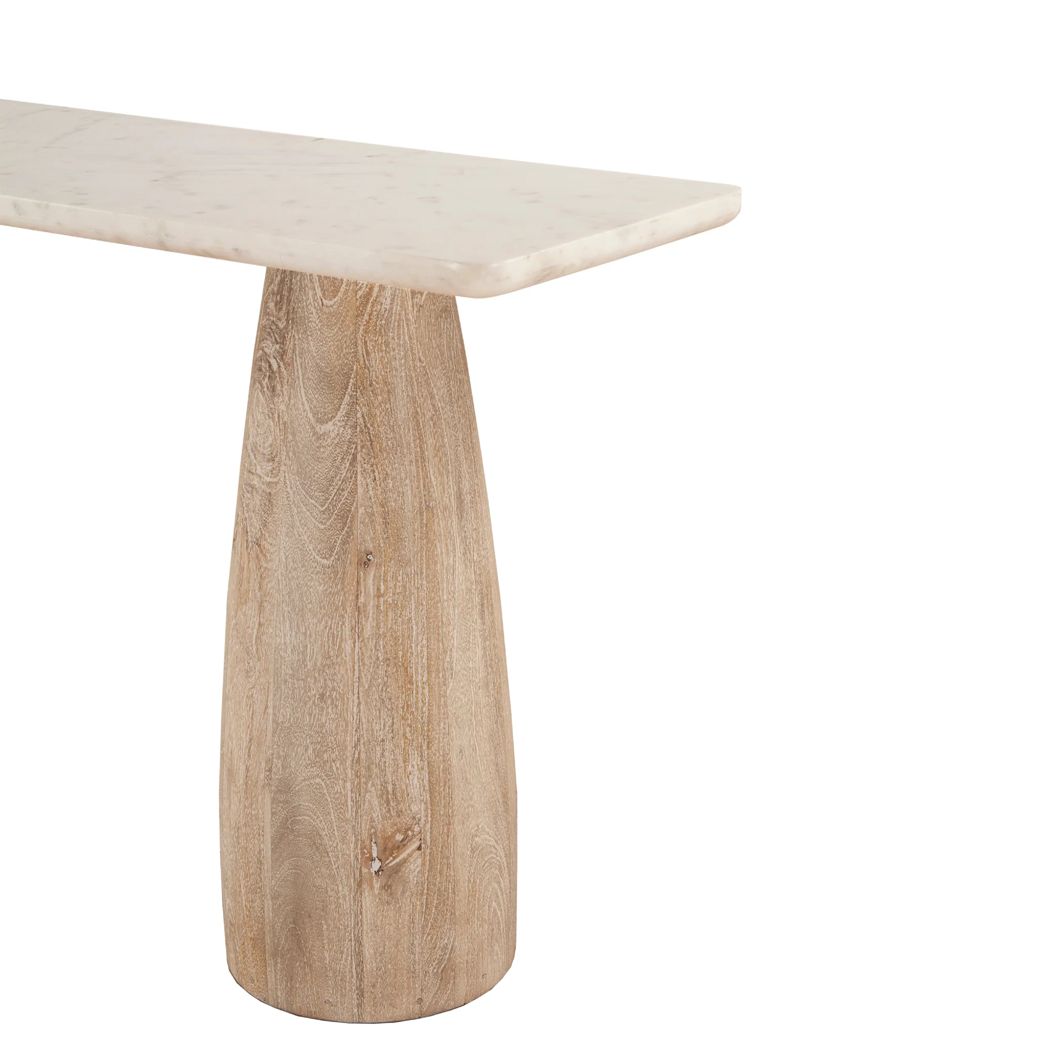 Palm Springs 60" Console Table with White Marble and Whitewash Modern Base - Image 4
