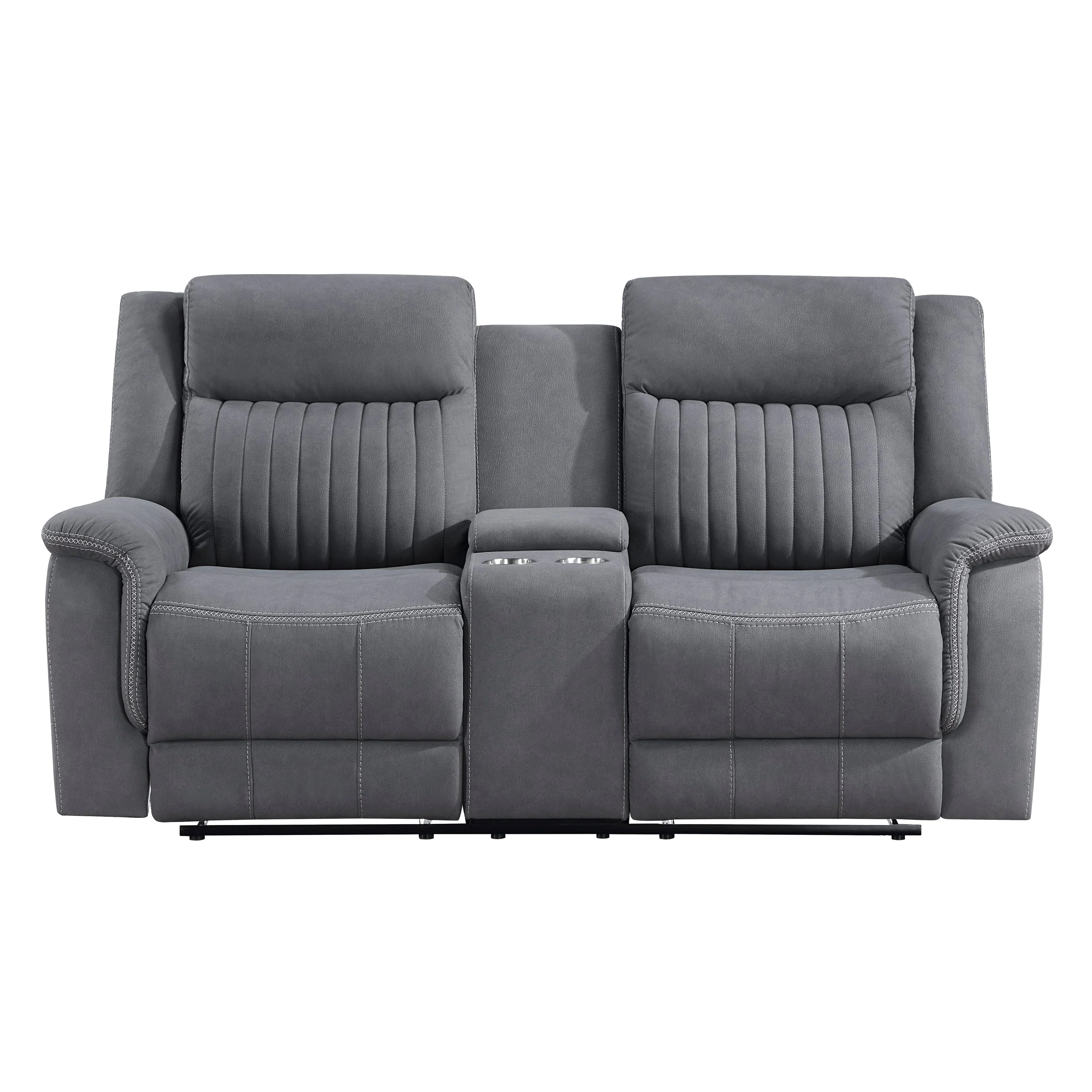 Dean Gray Double Reclining Loveseat with Center Console