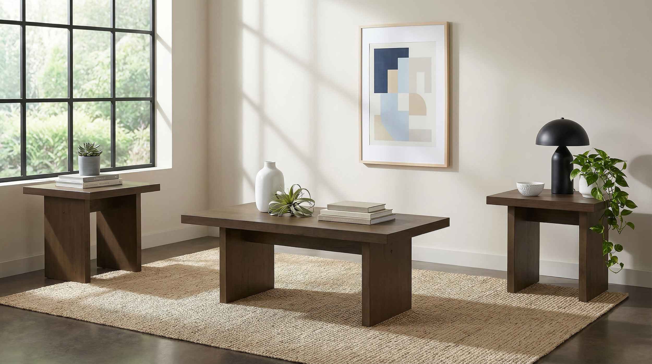 Decker Walnut 3-Piece Coffee and End Table Set