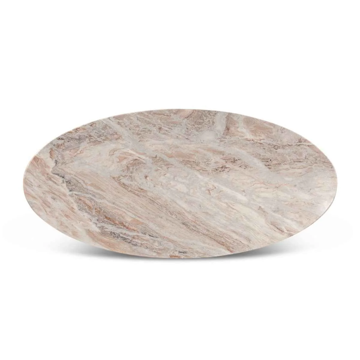 Malibu 70" Oval Dining Table in Sawar Marble with Antique Gold Base - Image 3