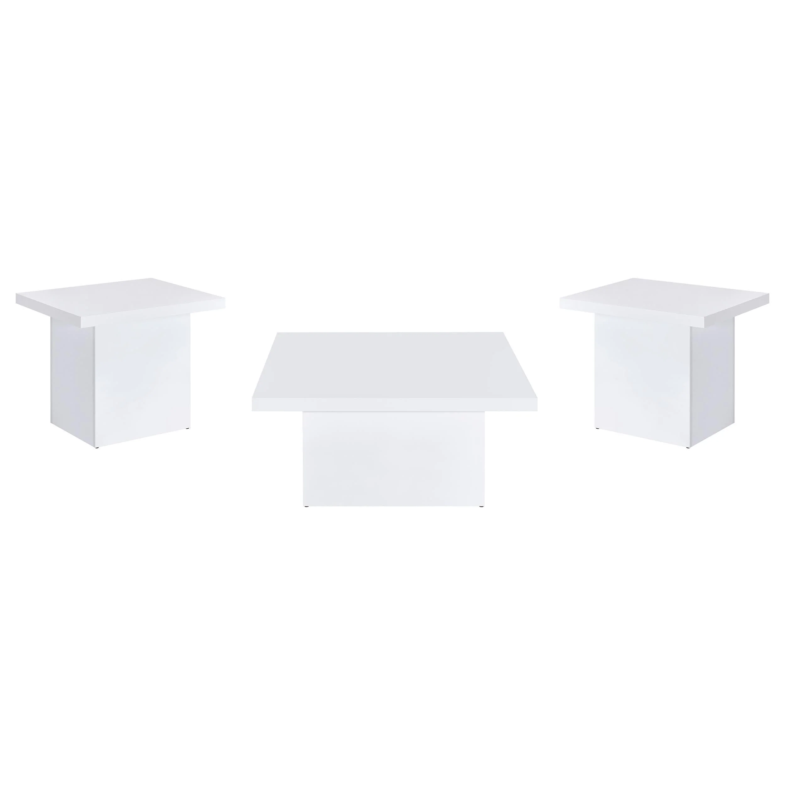Devar White High Gloss 3-Piece Square Coffee End Table Set - Image 2