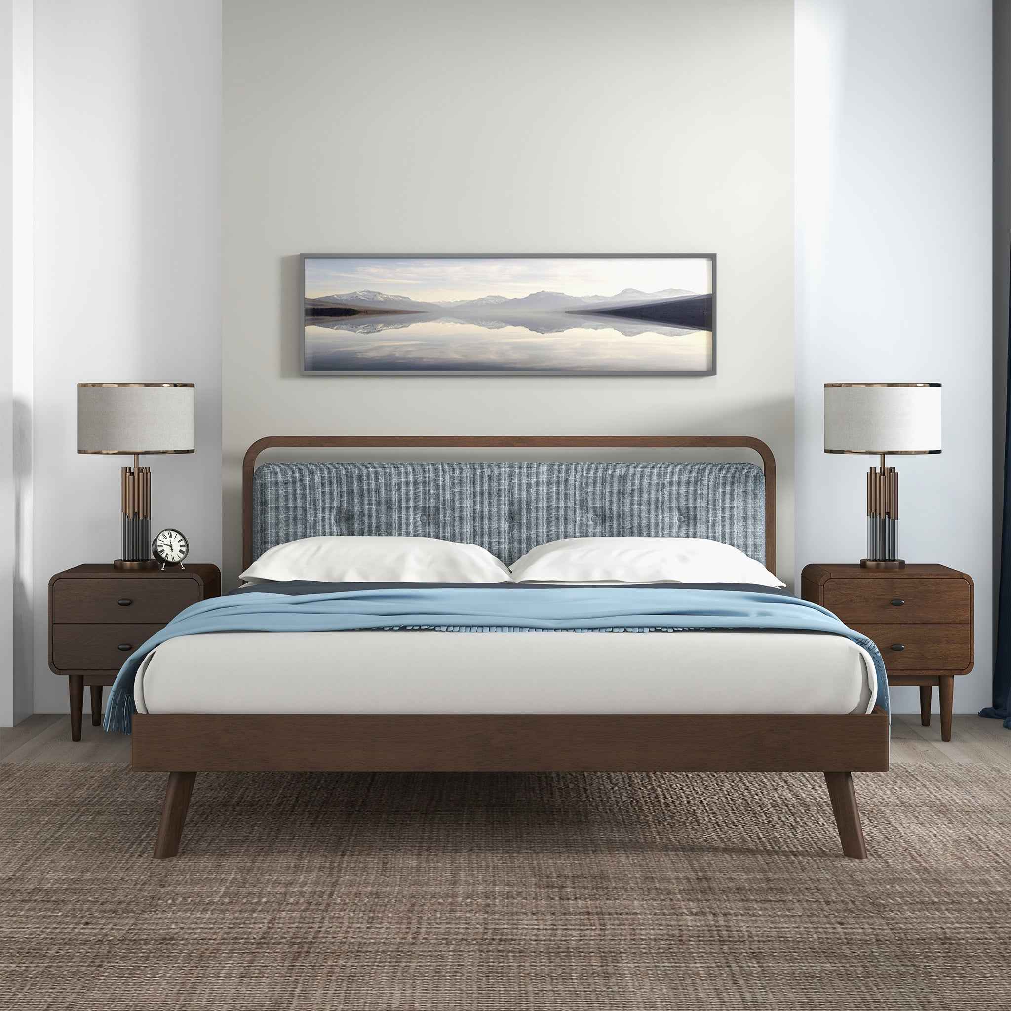 Divan Solid Wood King Bed with Fabric Upholstered Headboard - Image 3