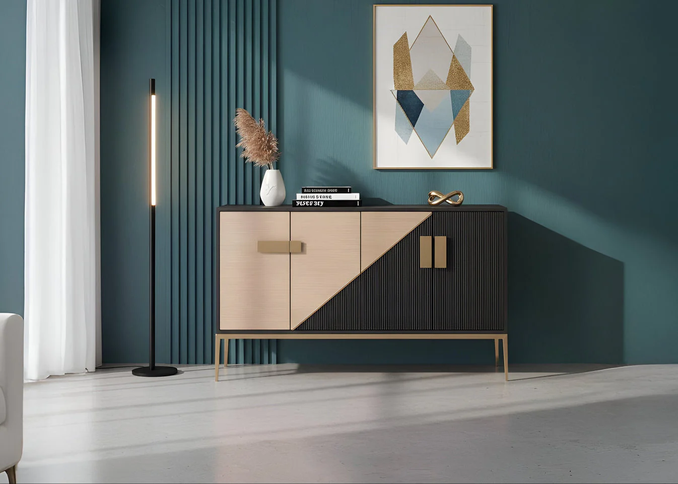 Divolia Grey and Black Sideboard - Image 2