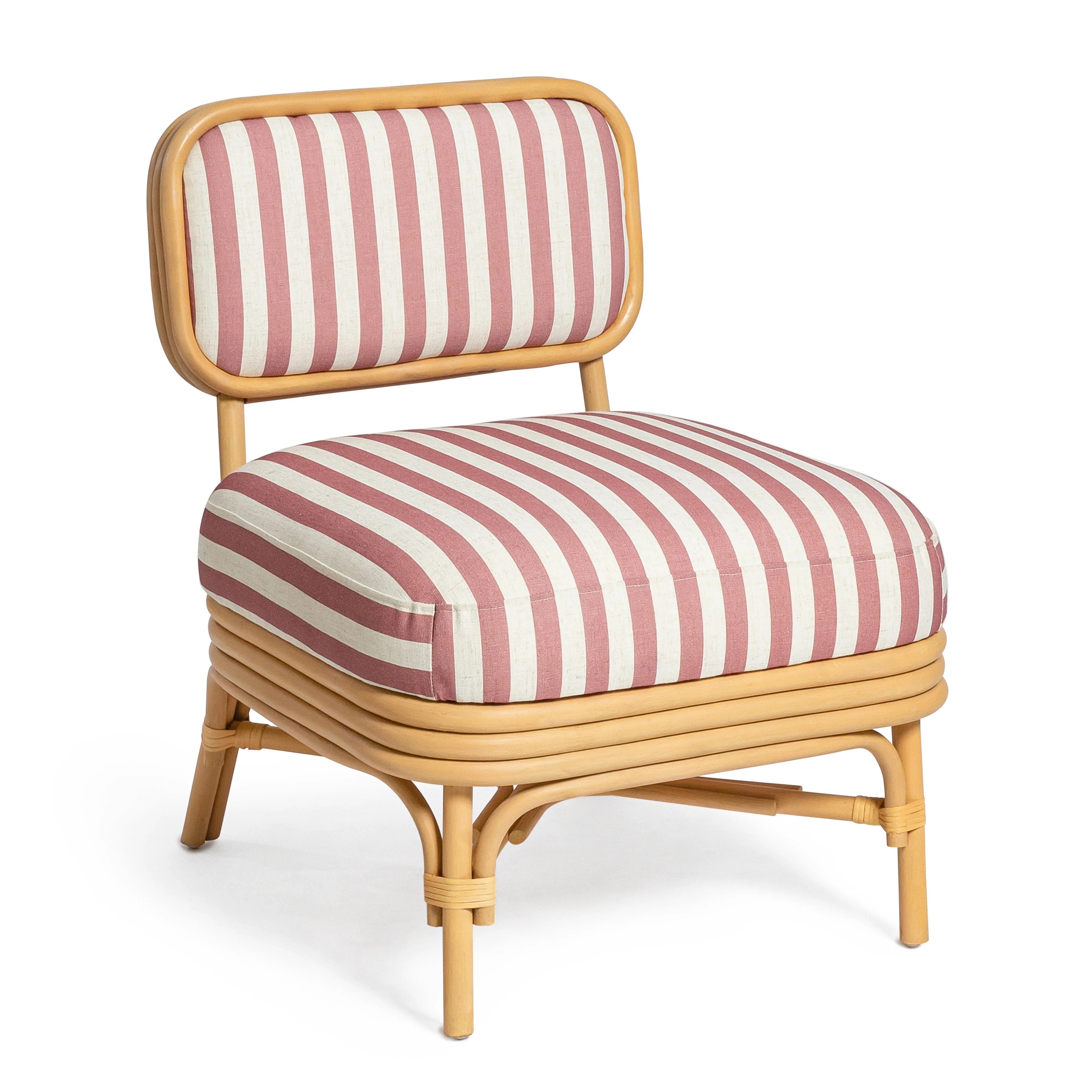 Dorine Striped Performance Linen & Rattan Accent Chair - Image 15