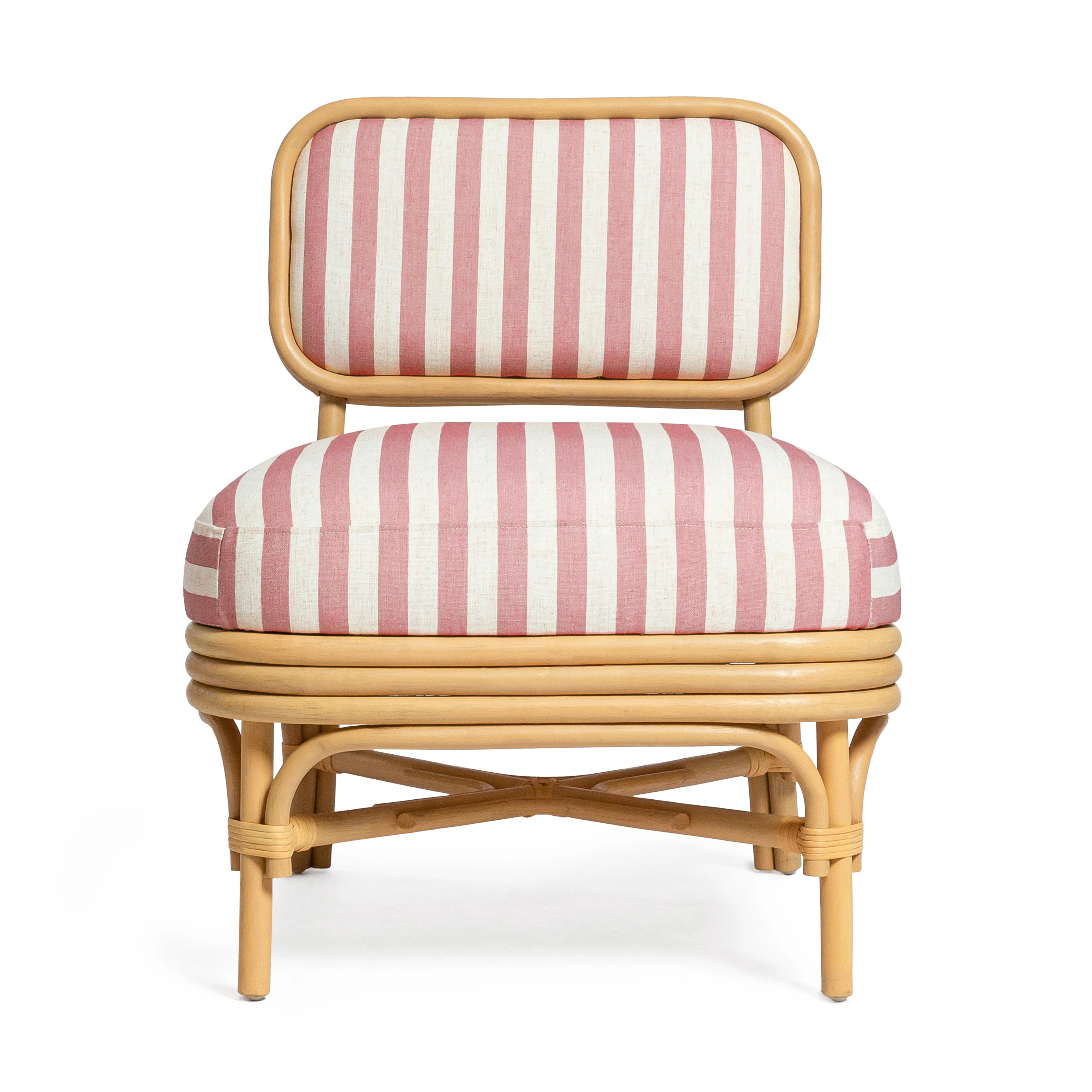 Dorine Striped Performance Linen & Rattan Accent Chair - Image 16