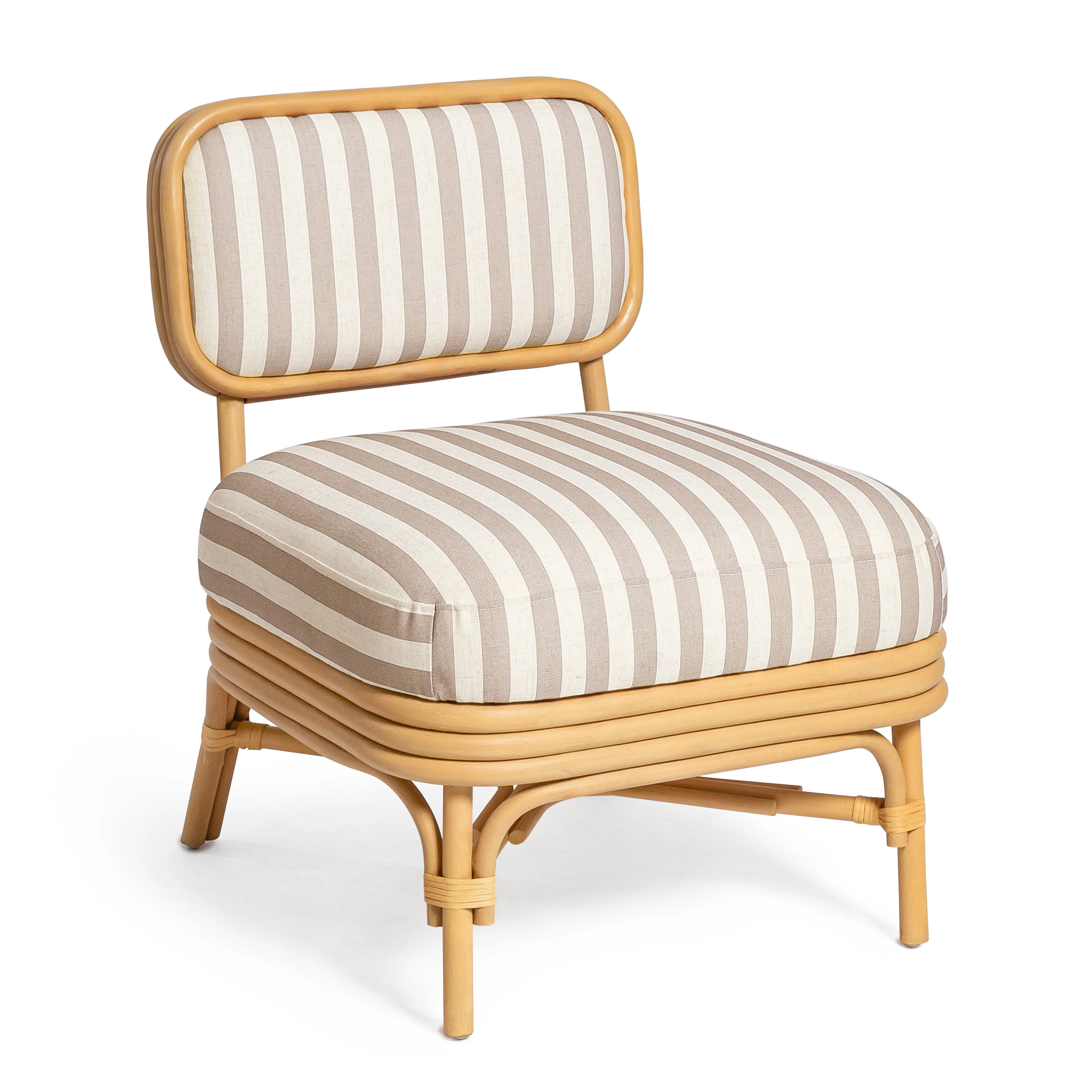 Dorine Striped Performance Linen & Rattan Accent Chair - Image 8