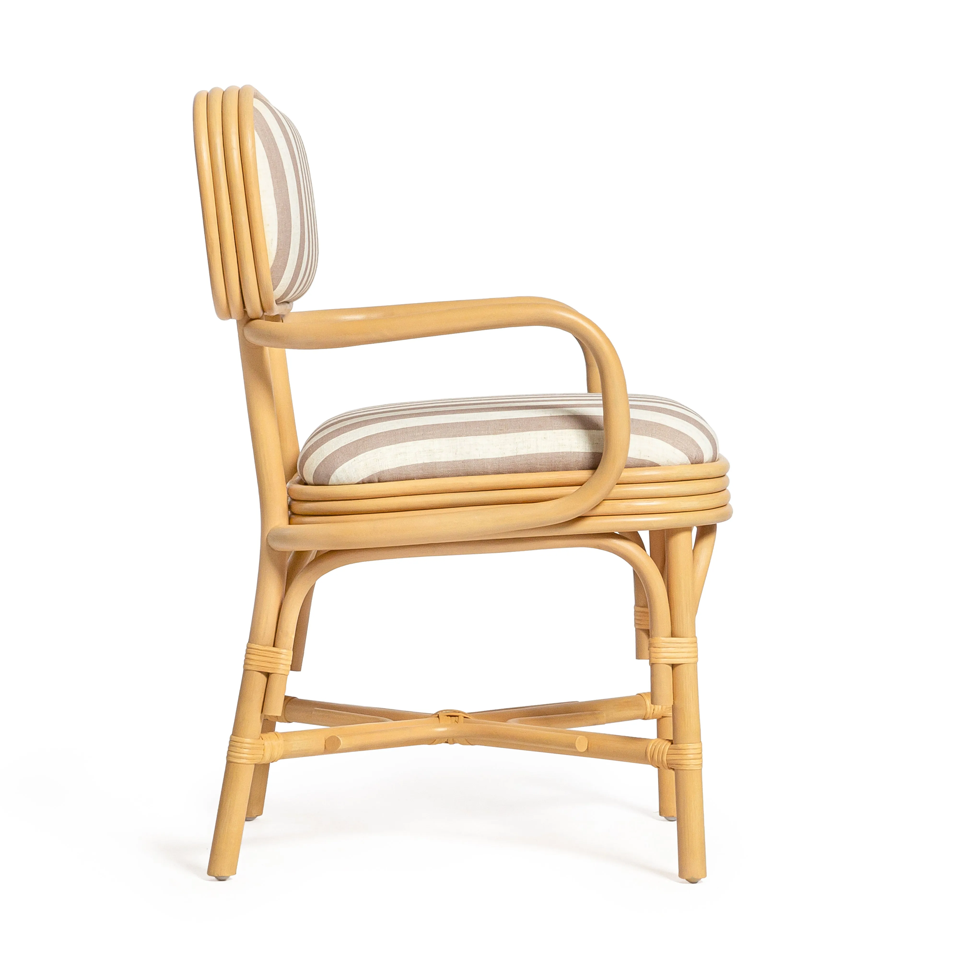 Dorine Striped Performance Linen & Rattan Dining Armchair - Image 10