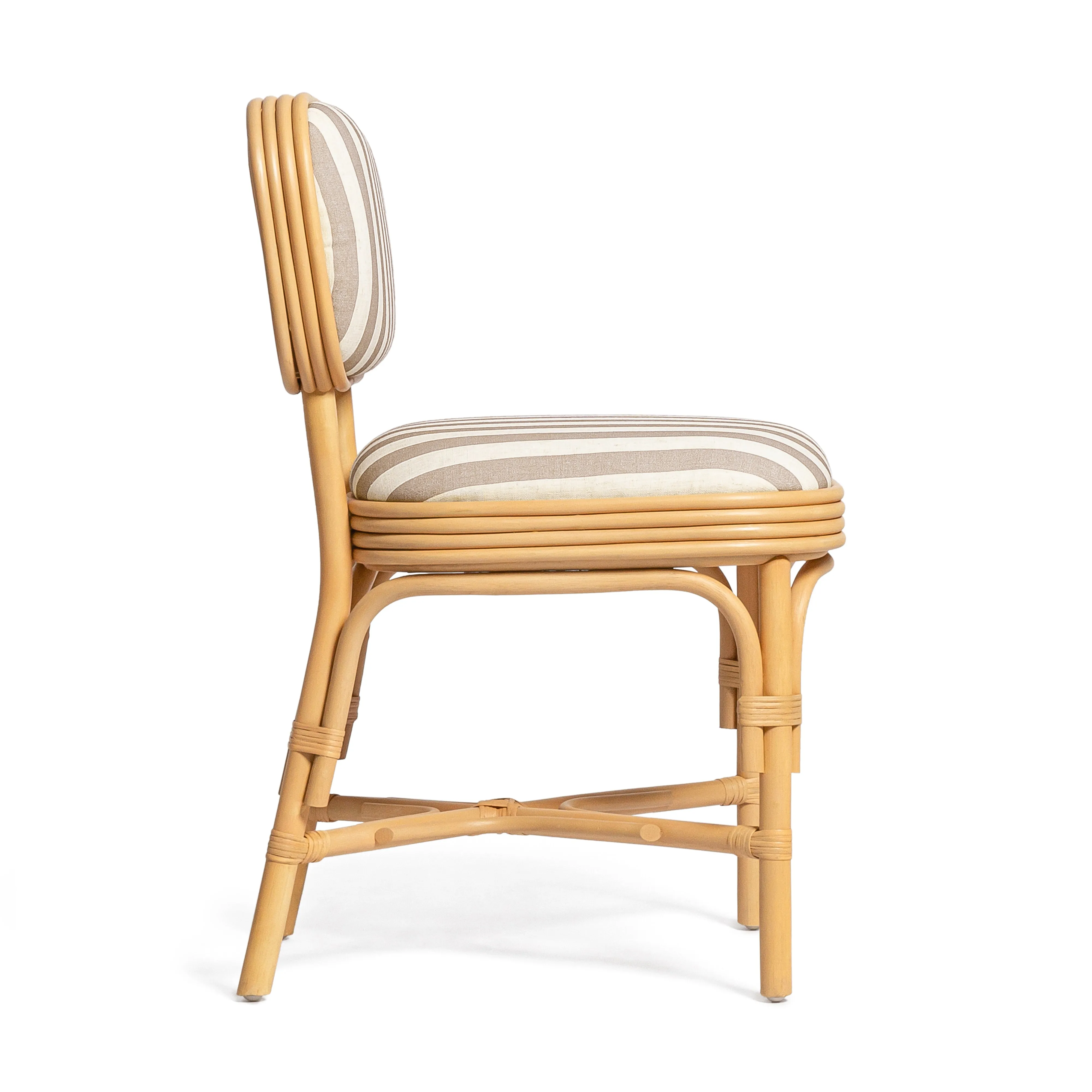 Dorine Striped Performance Linen & Rattan Dining Chair - Image 10