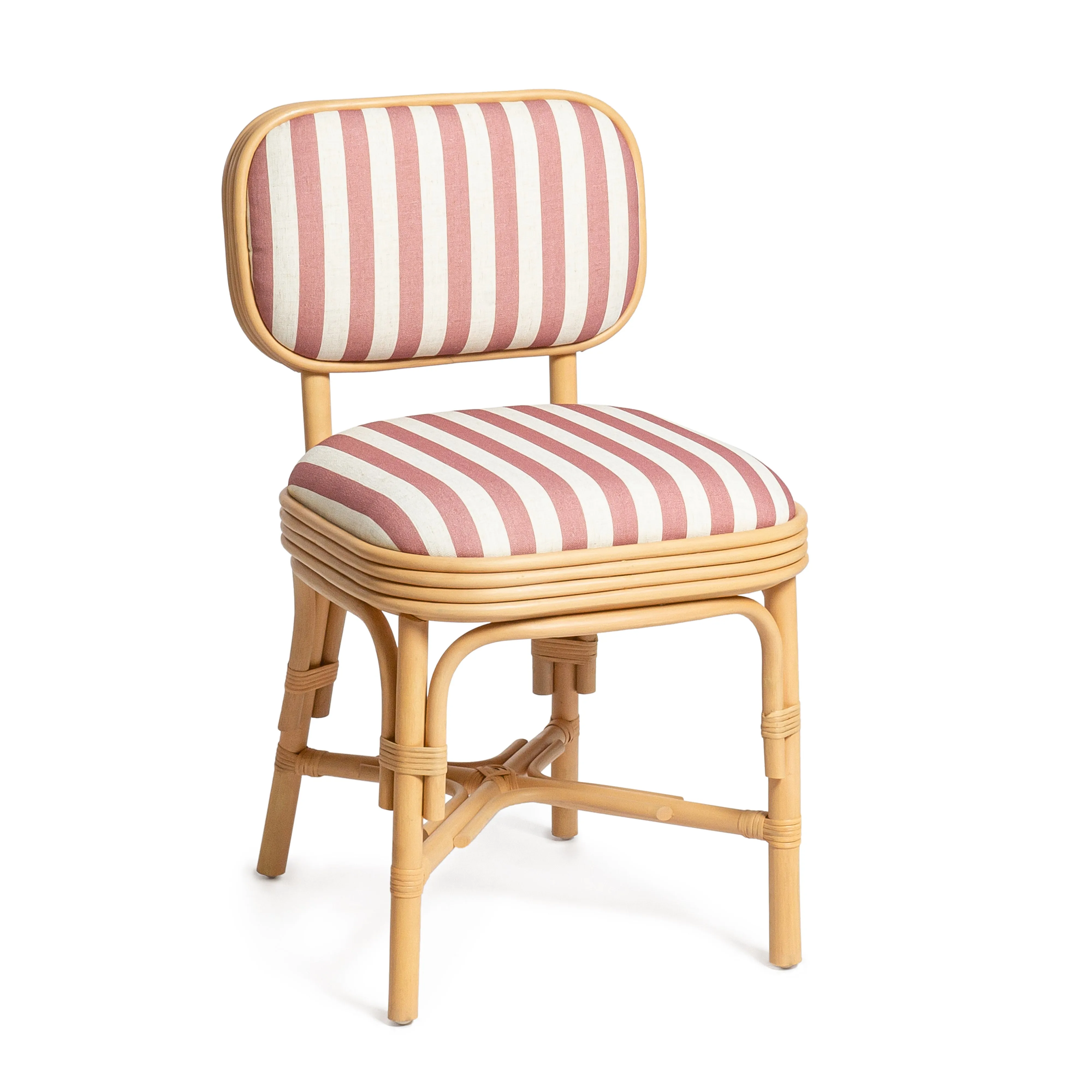 Dorine Striped Performance Linen & Rattan Dining Chair - Image 15
