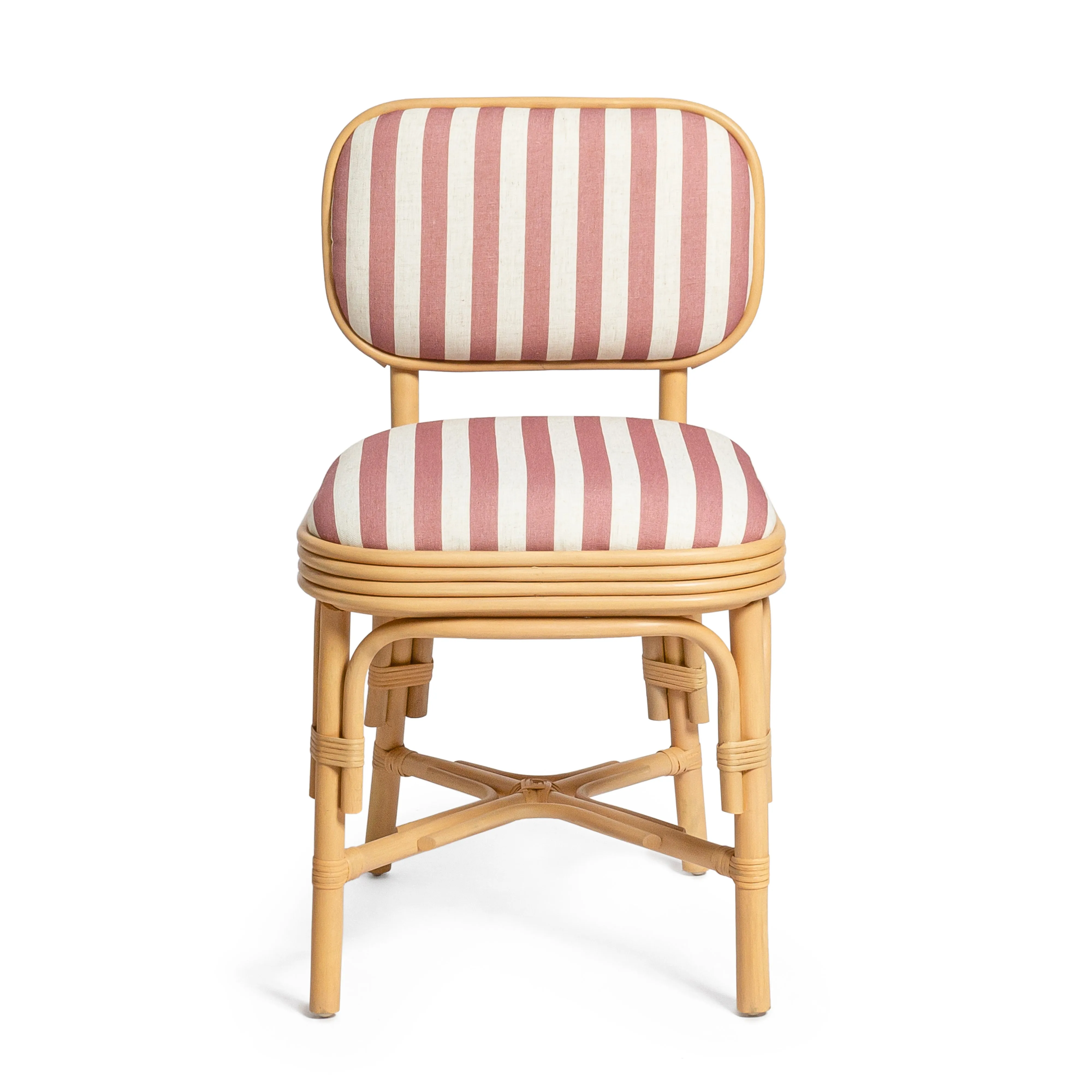 Dorine Striped Performance Linen & Rattan Dining Chair - Image 16