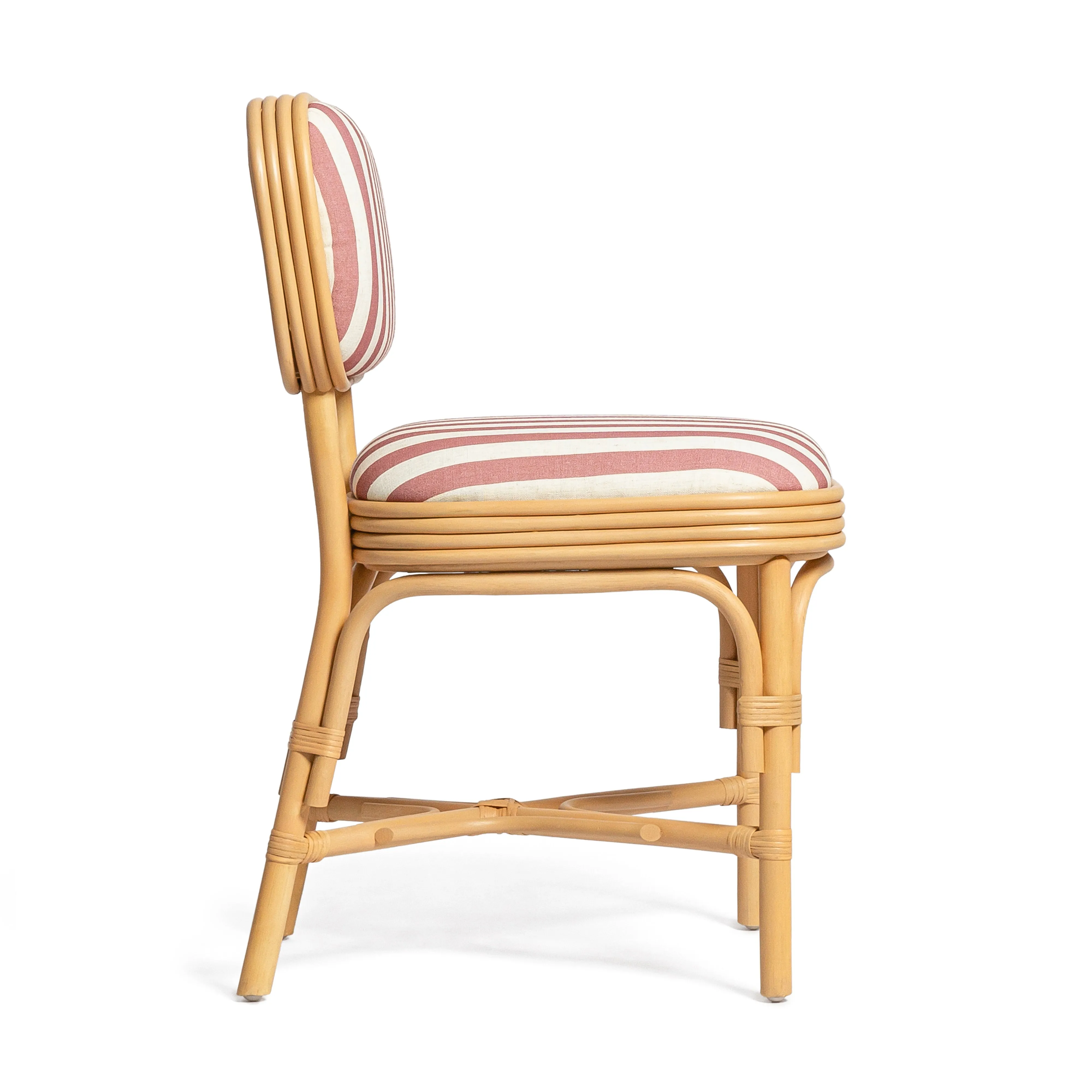 Dorine Striped Performance Linen & Rattan Dining Chair - Image 17