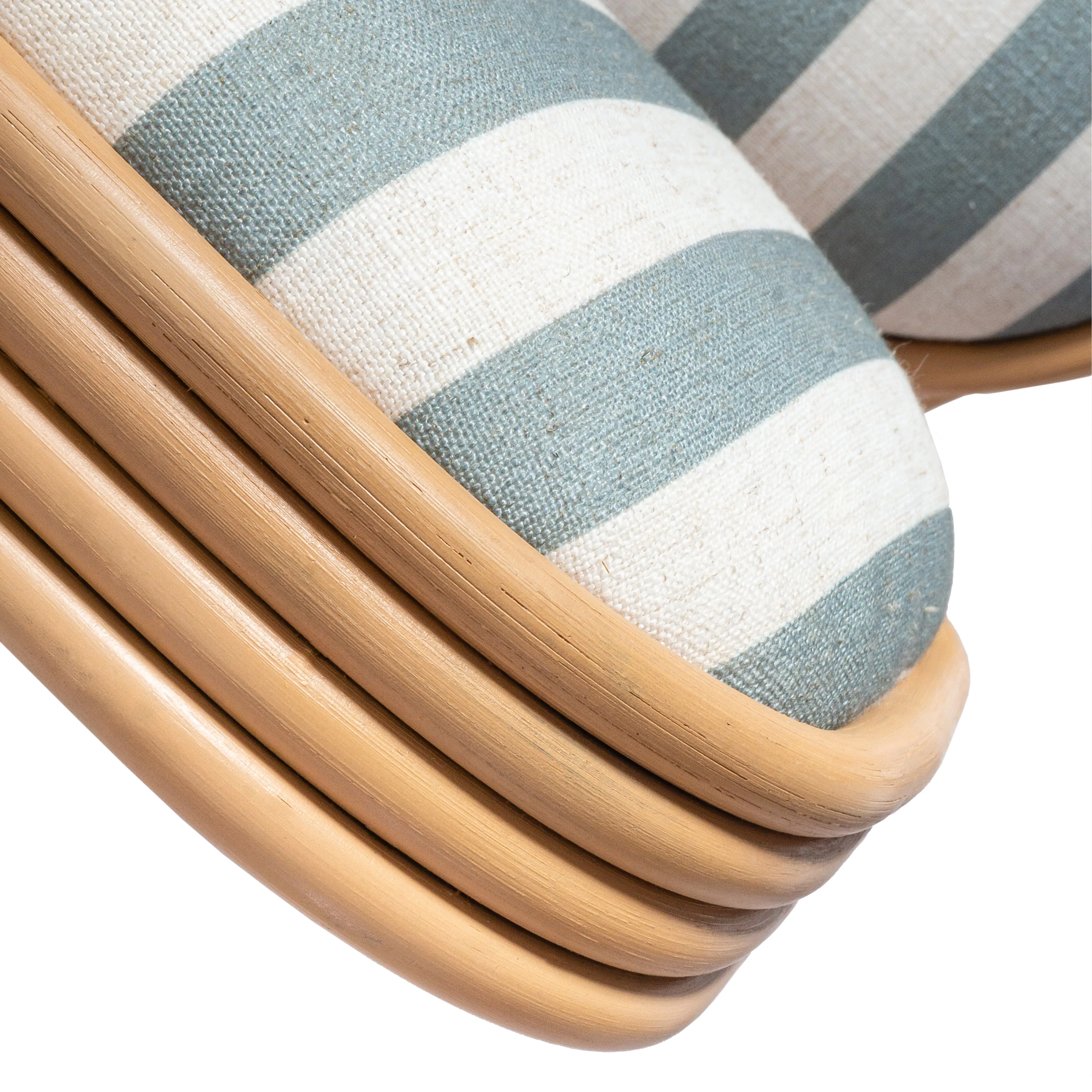 Dorine Striped Performance Linen & Rattan Dining Chair - Image 6
